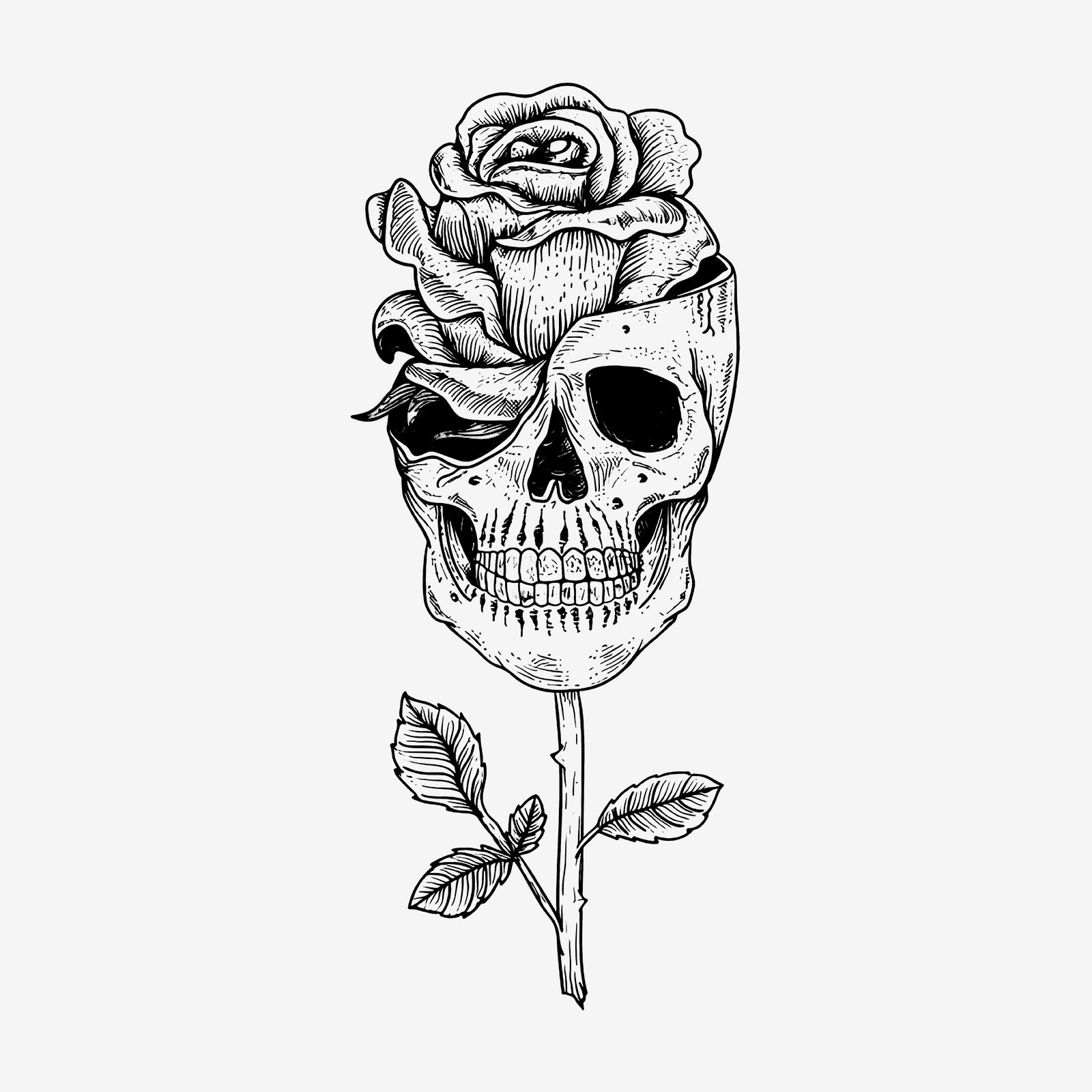 Minnieskull Skull Rose Print Designer Sweatshirt - chicyea