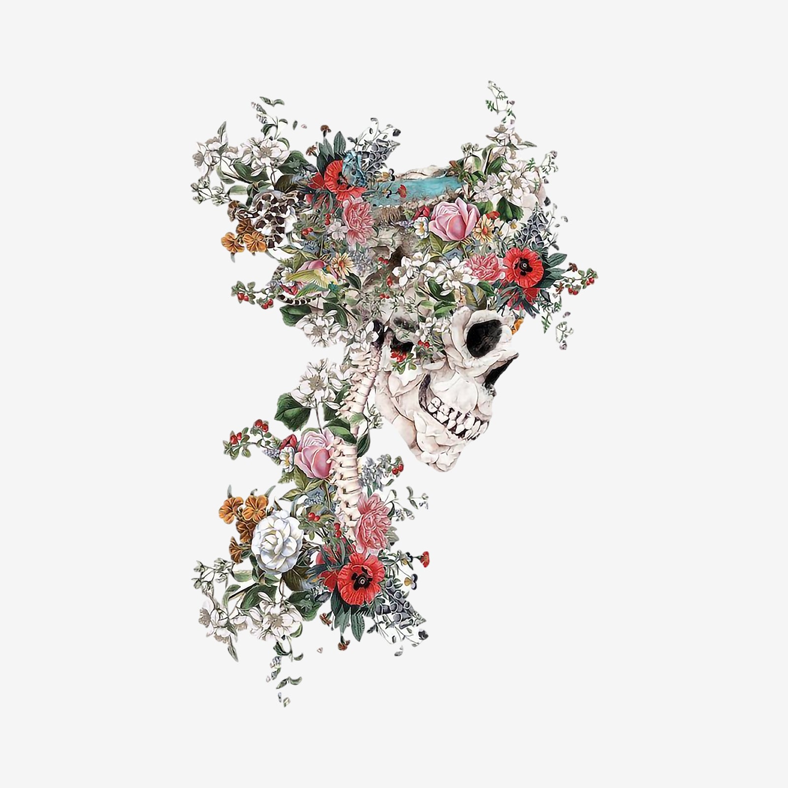 Minnieskull Flower Skull Print Sweatshirt - chicyea