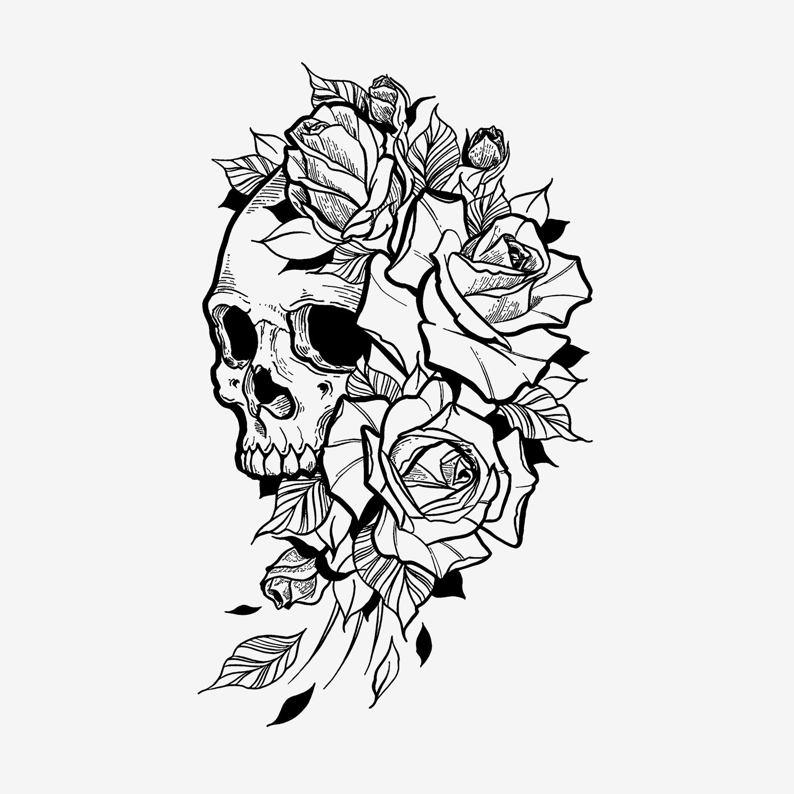 Minnieskull Skull Rose Print Casual T-Shirt - chicyea