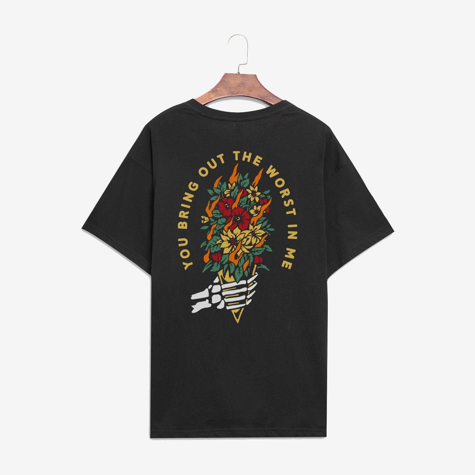 Minnieskull Art Skull Flower Graphic T Shirts - chicyea