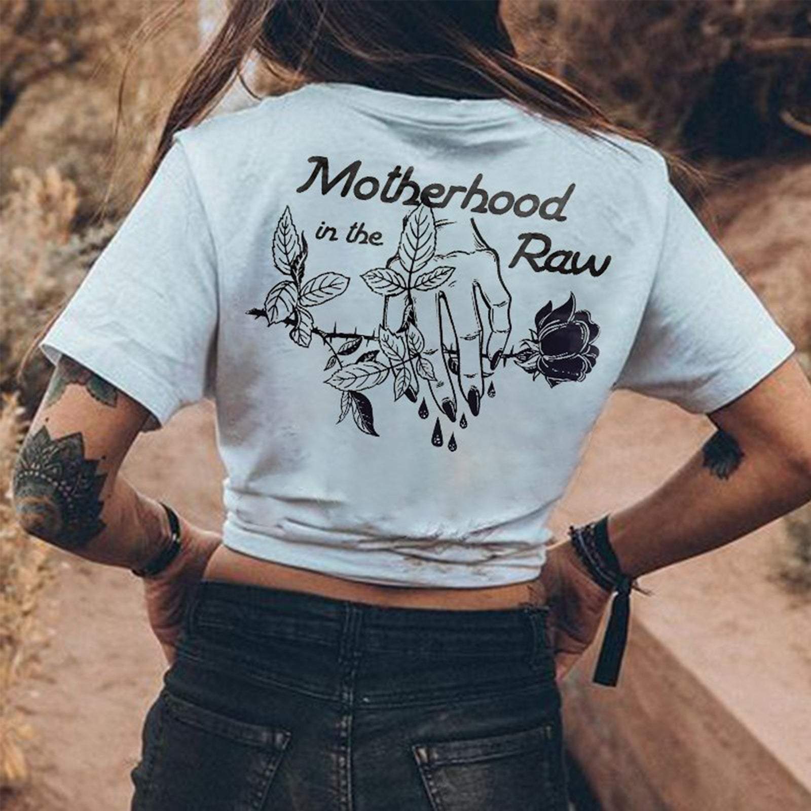 Minnieskull Motherhood In The Raw Printed T-Shirt - chicyea
