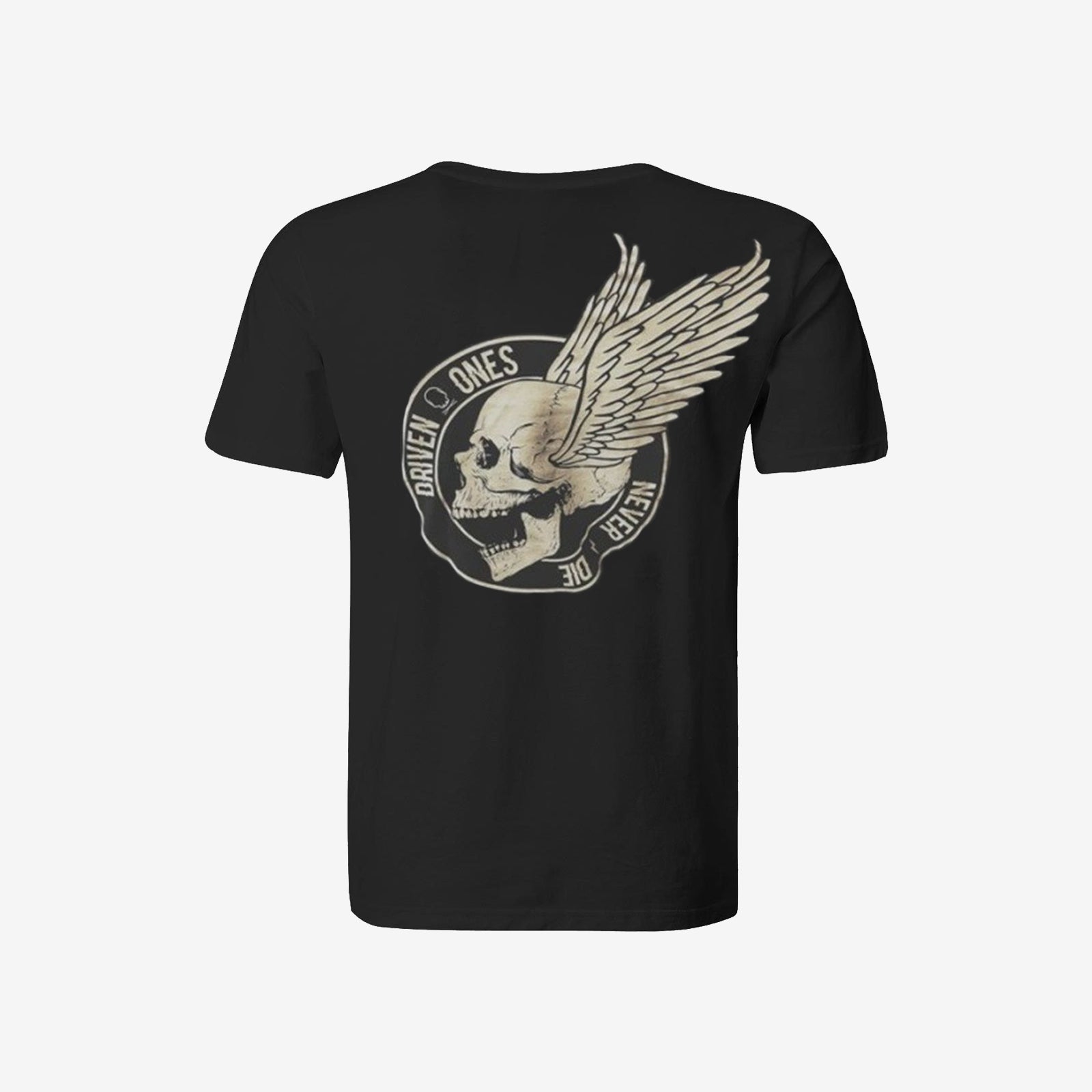 Livereid Black Men Vintage Wings Skull Print T-Shirt - chicyea