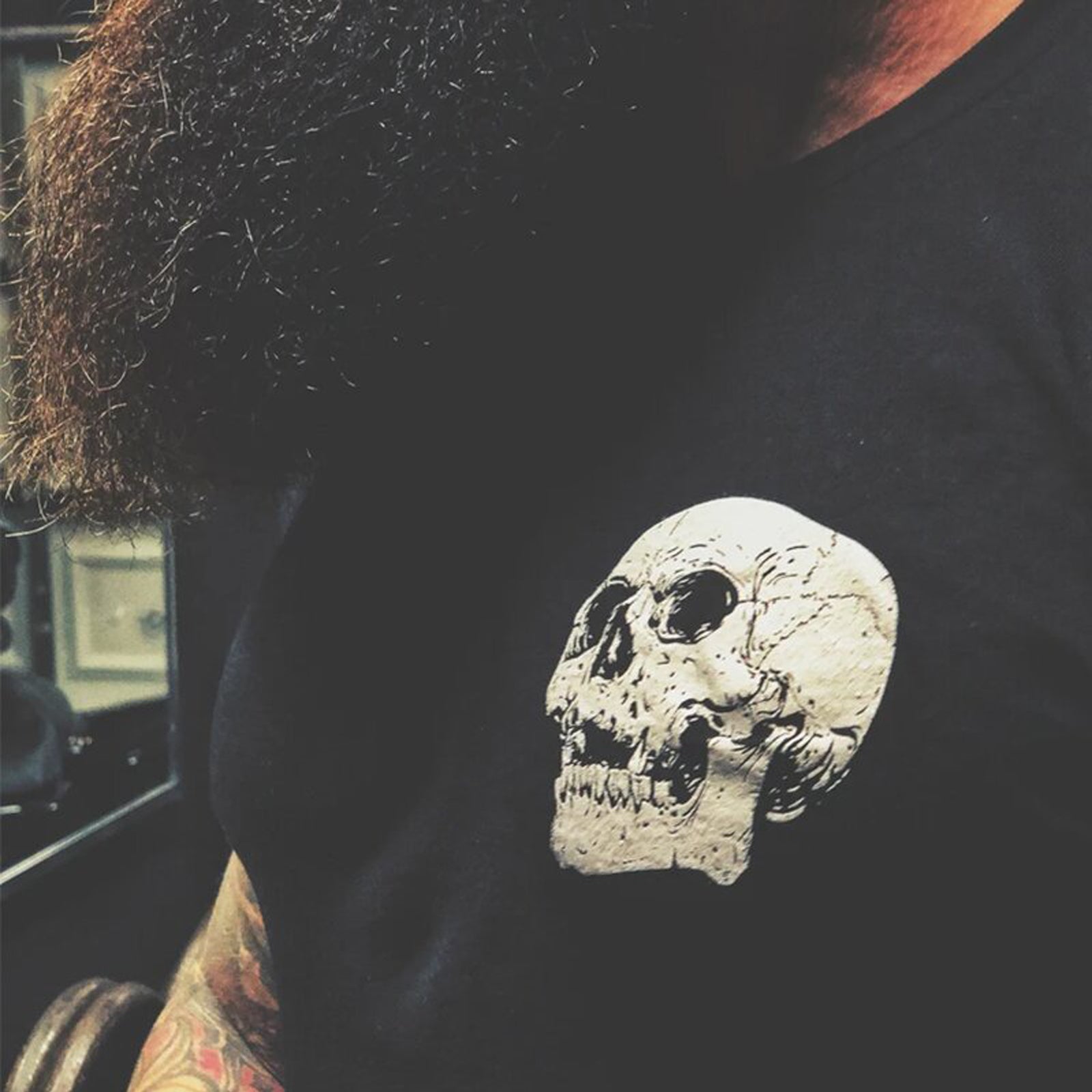 Livereid Black Mens Fashion Skull Print Casual T-Shirt - chicyea