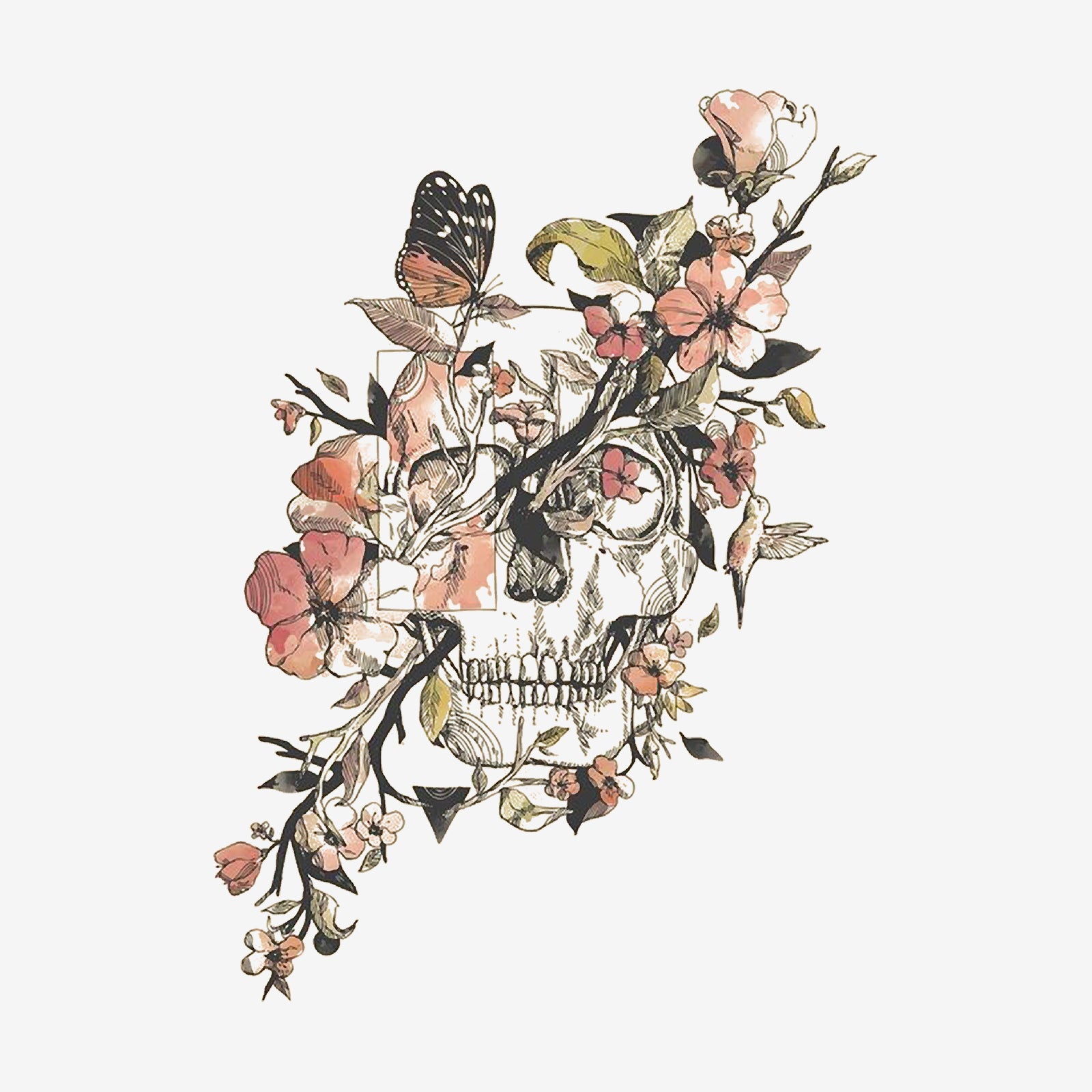 Minnieskull Butterfly Flowers Skull Sweatshirt - chicyea