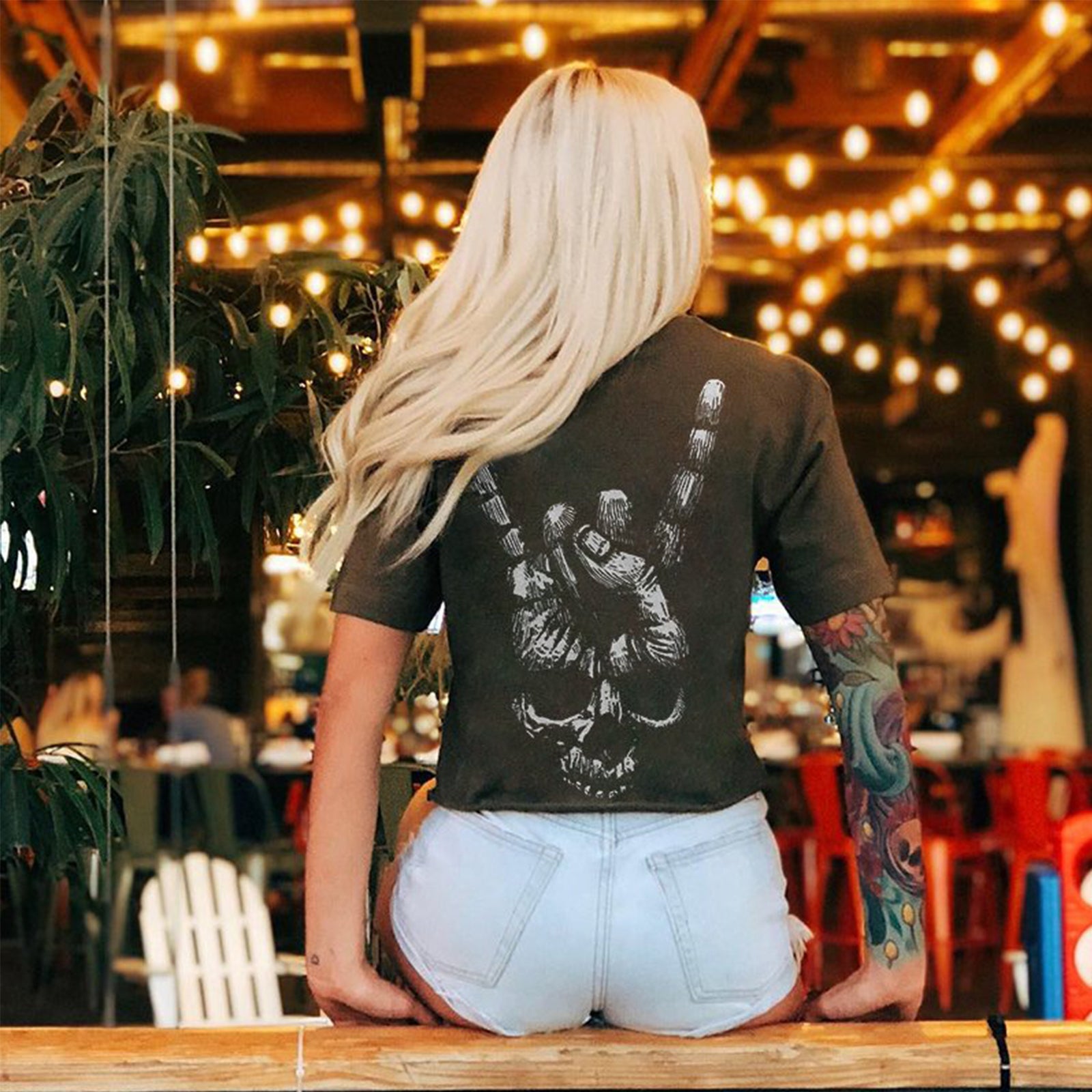 Minnieskull Skull Print Ladies Plus T-Shirt Designer - chicyea
