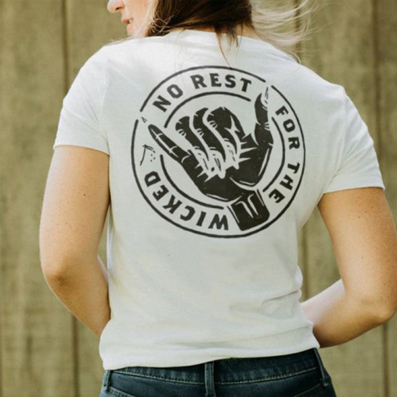 Minnieskull No Rest For The Wicked Printing Women T-Shirt - chicyea
