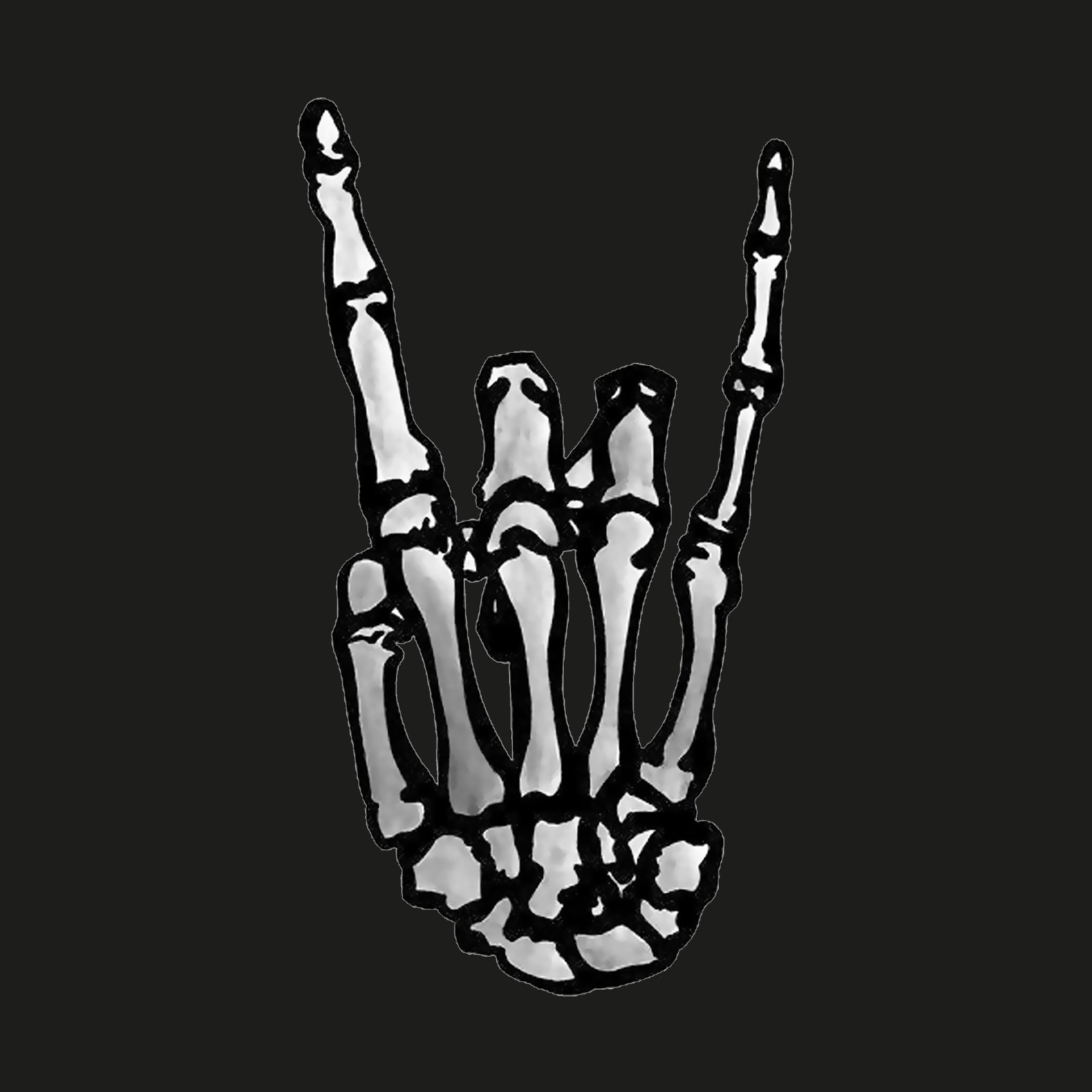 Minnieskull Cool Skeleton Hand Mano Cornuto Gesture Print Plus T-Shirt - chicyea