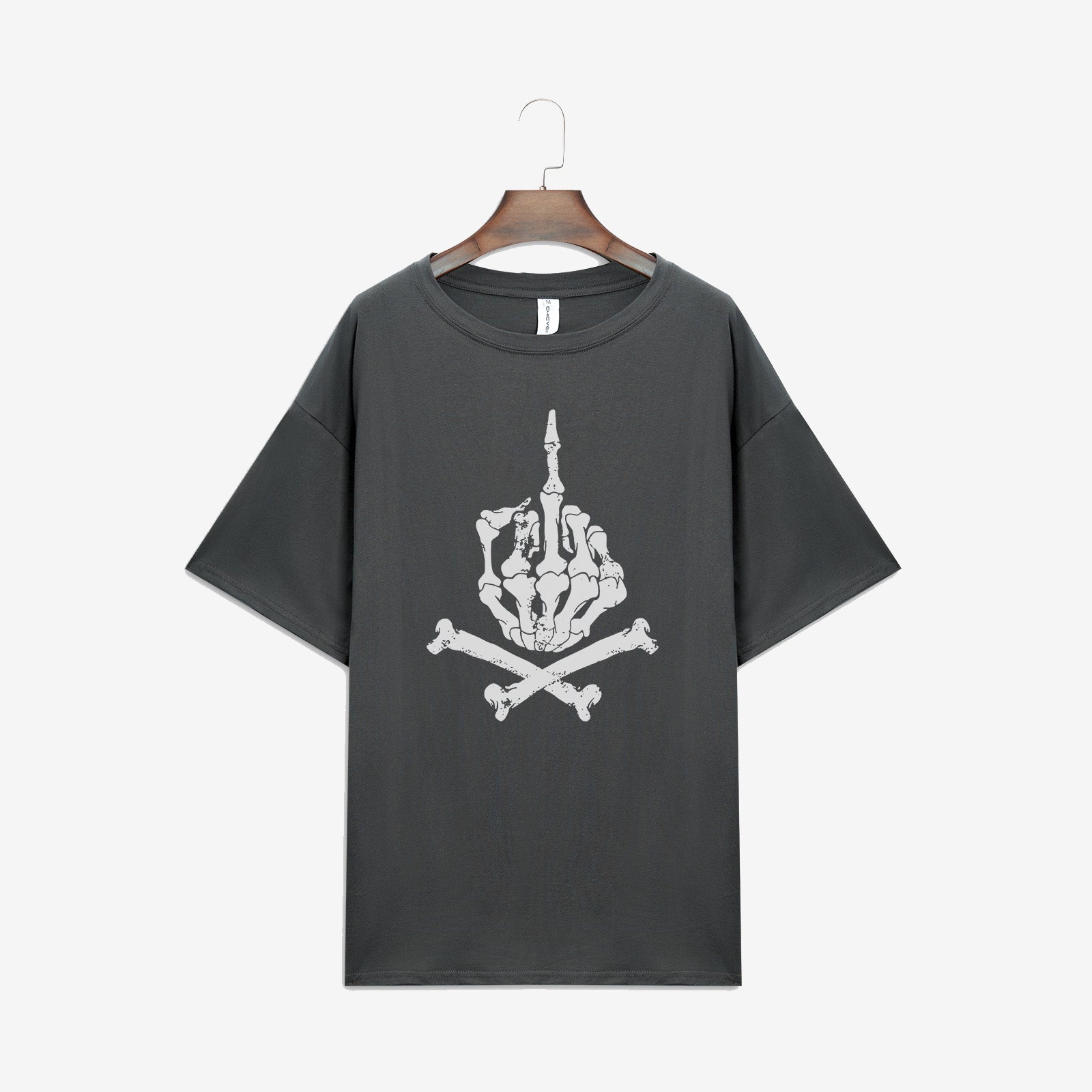 Minnieskull Skeleton Hand Middle Finger Print Designer T-Shirt - chicyea