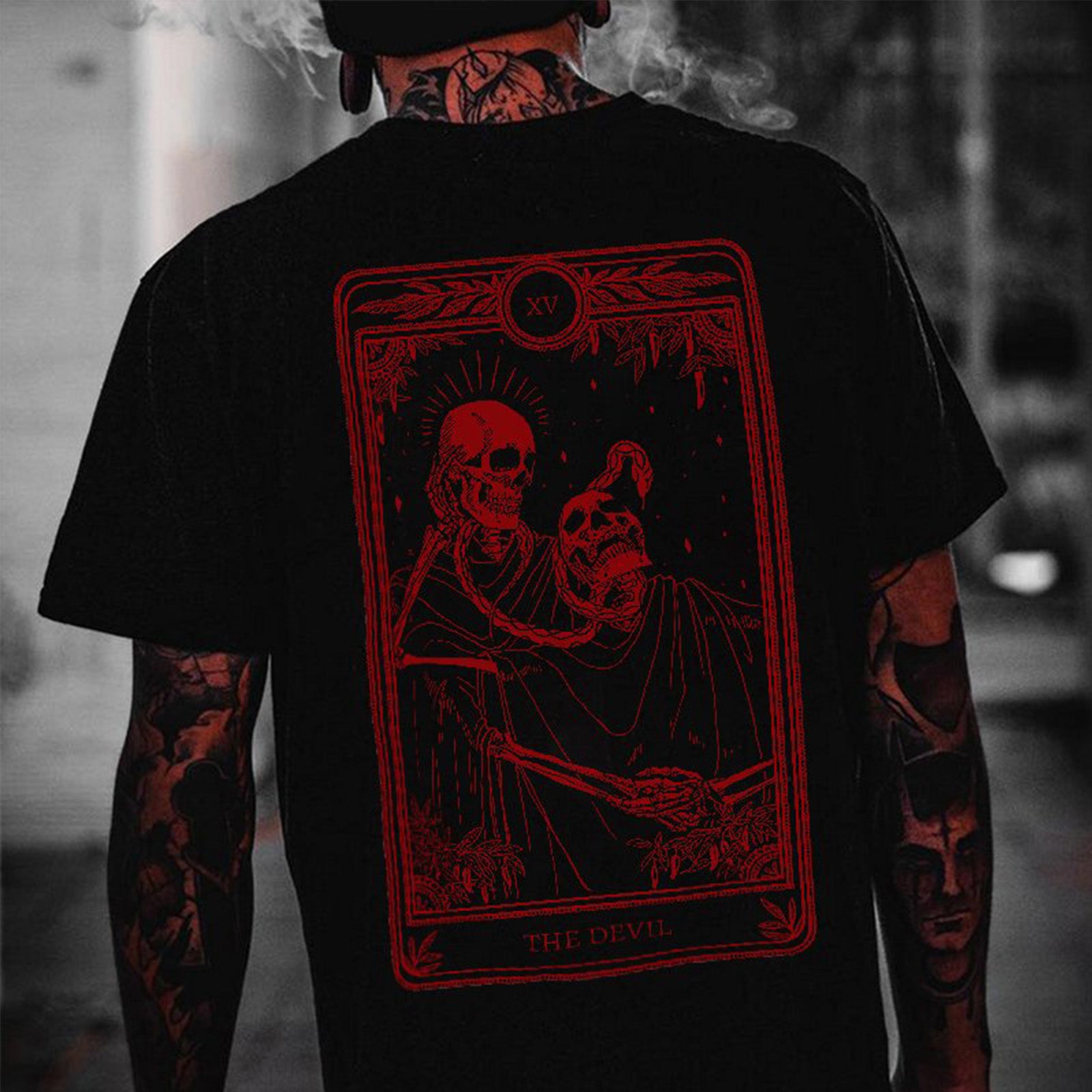 Uprandy The Devil Skull Print T-Shirt - chicyea