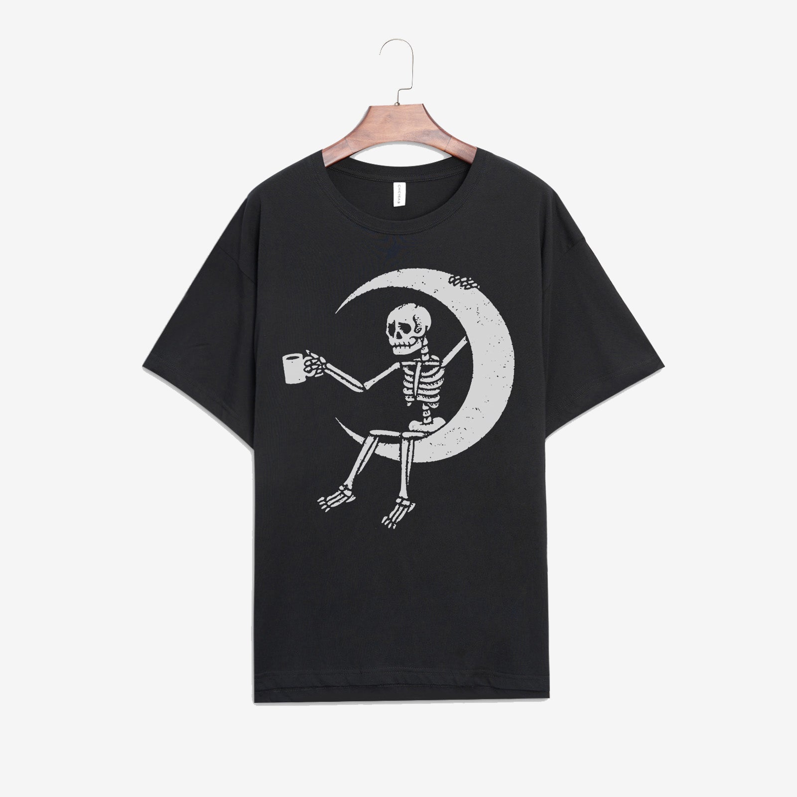 Minnieskull Crew Neck Skull Print T-Shirt - chicyea