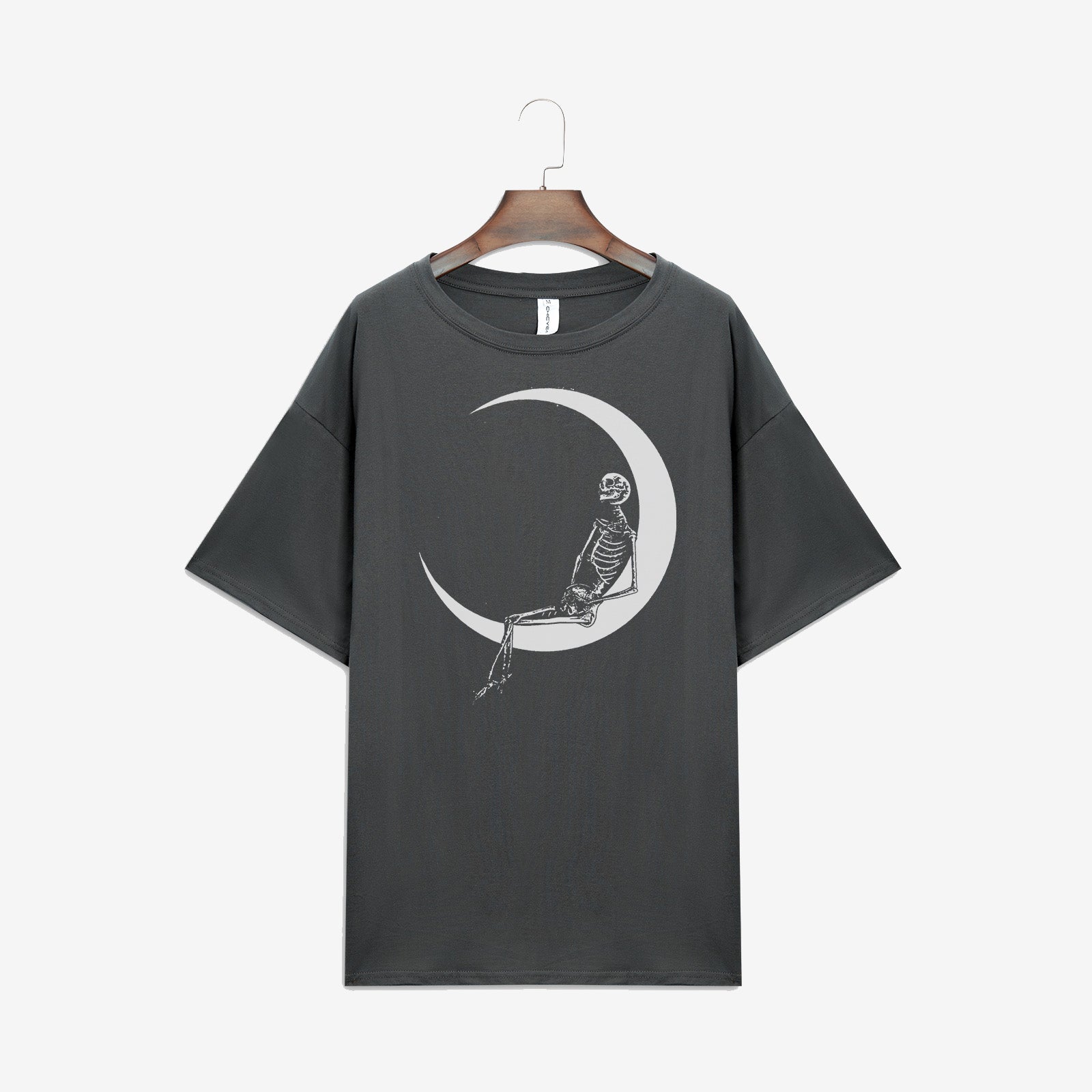 Minnieskull Moon Skull Print Casual T-Shirt - chicyea