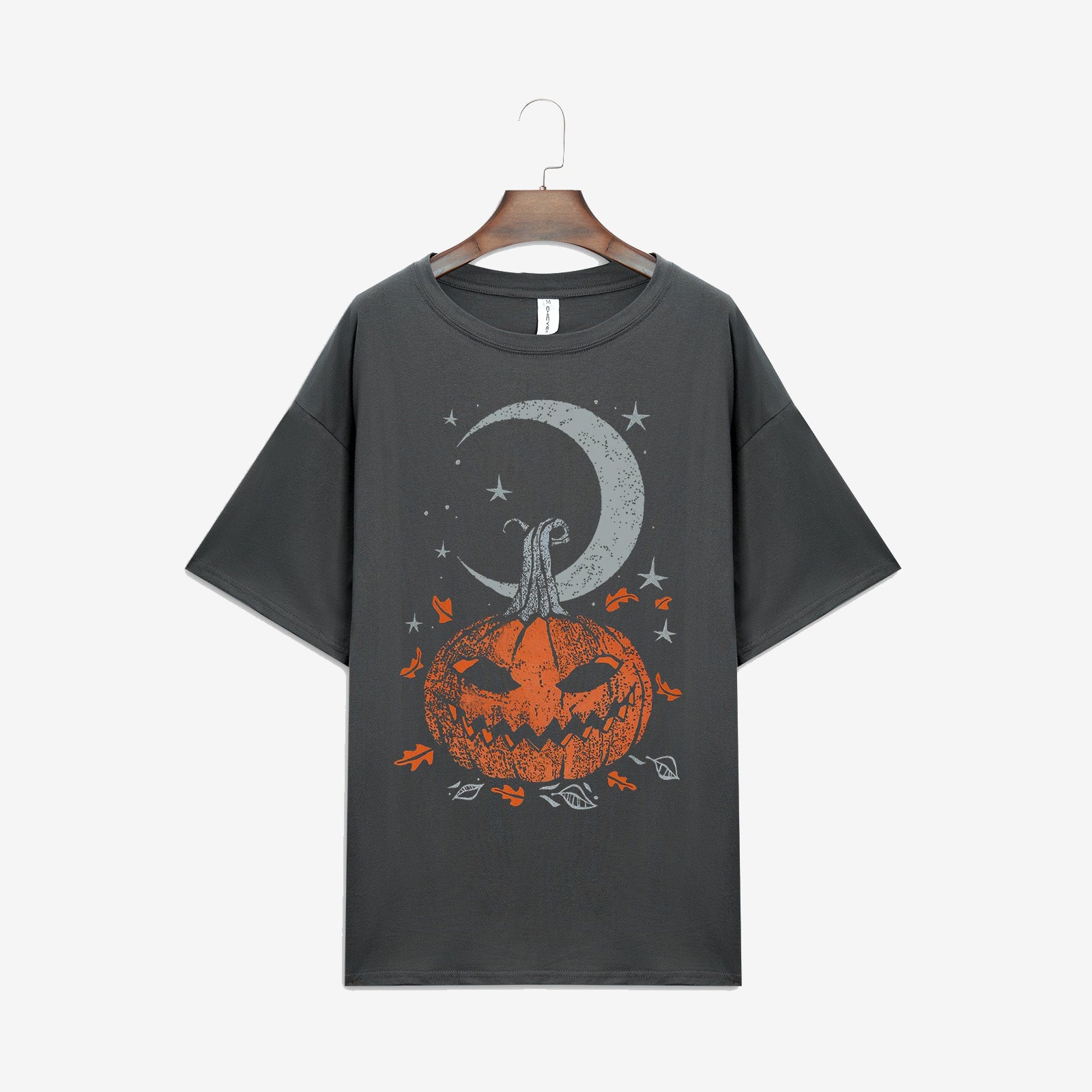 Minnieskull Pumpkin Moon Star Print Casual T-Shirt - chicyea