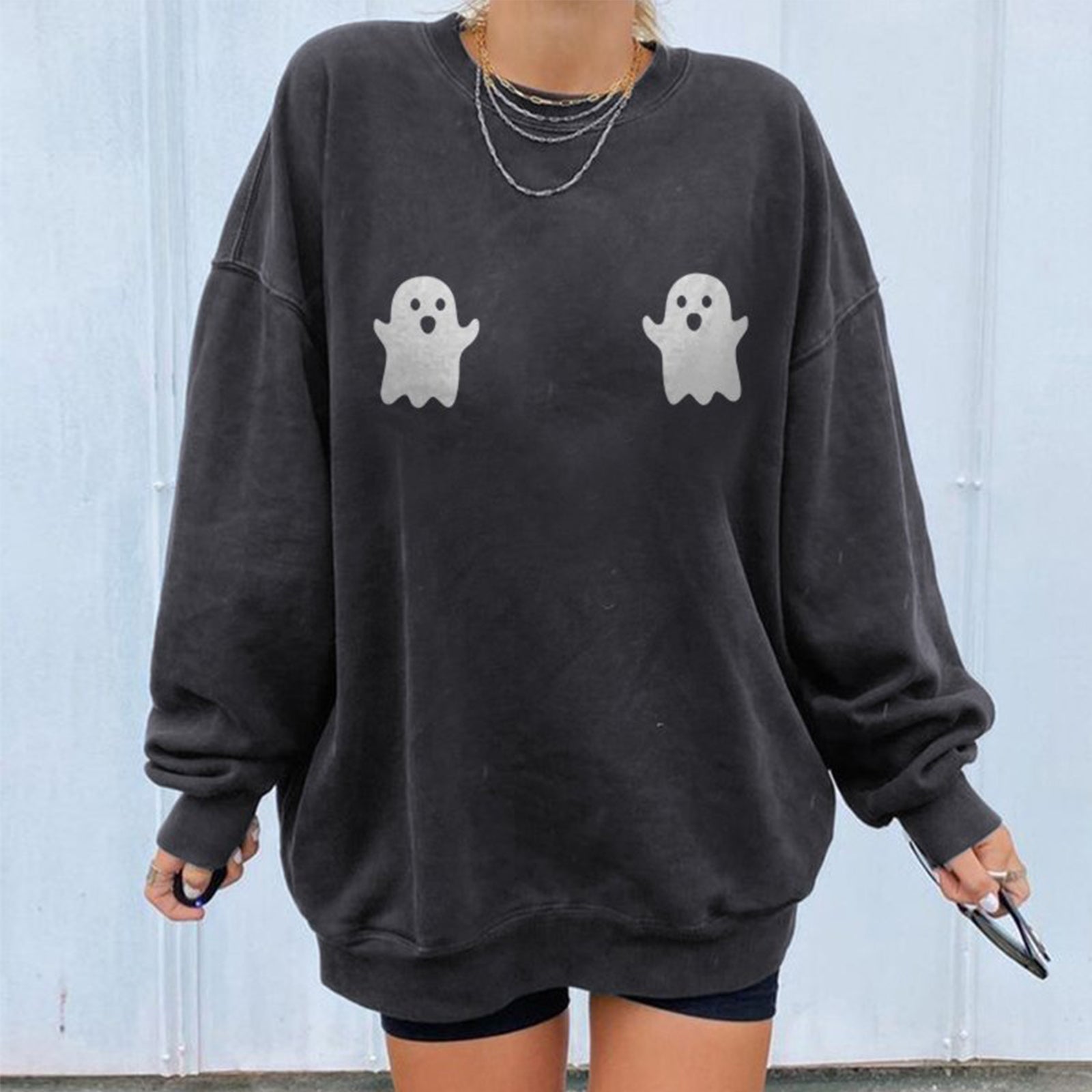 Minnieskull Fun Ghost Crewneck Sweatshirt - chicyea