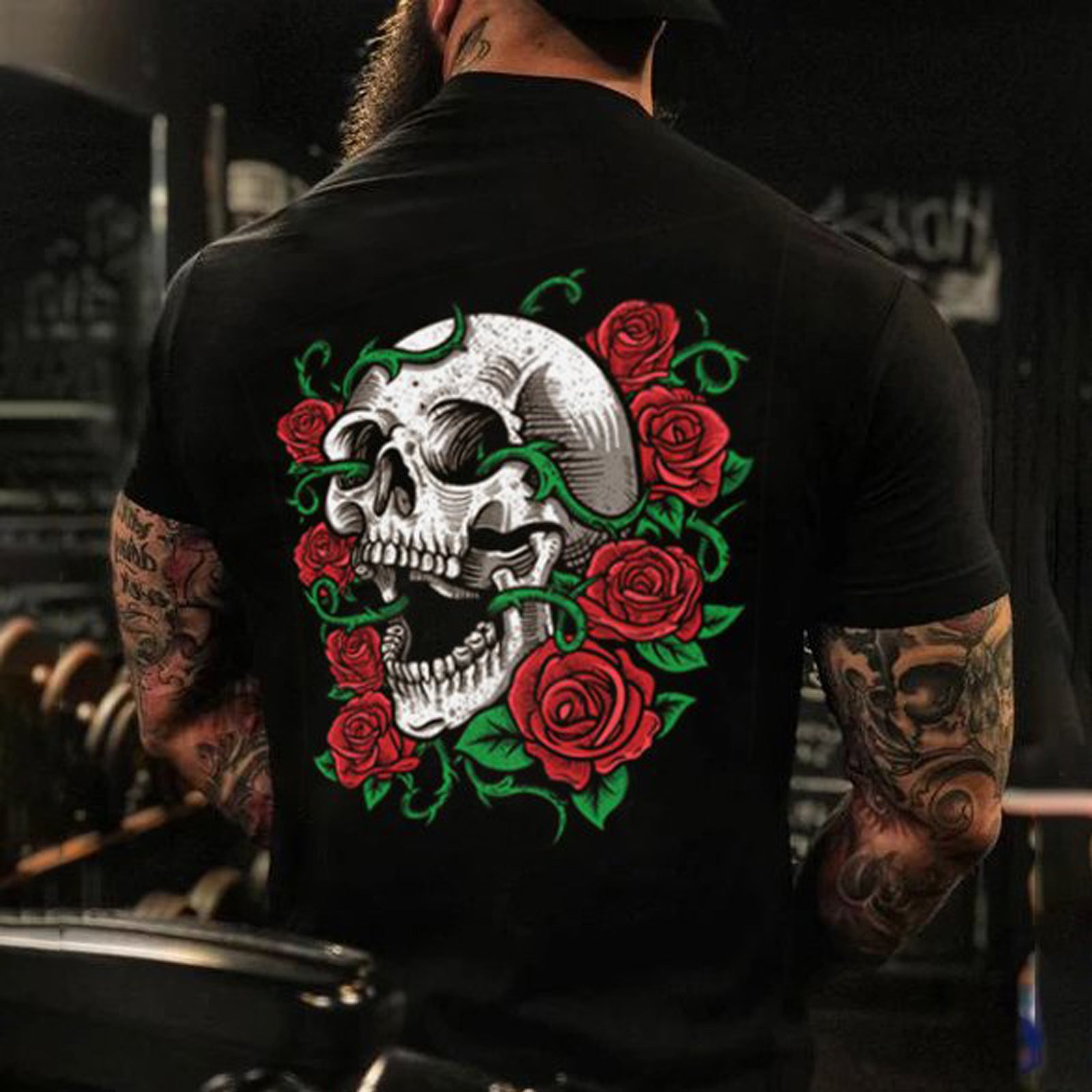 Livereid Designer Red Rose Skull Print Plus T-Shirt - chicyea