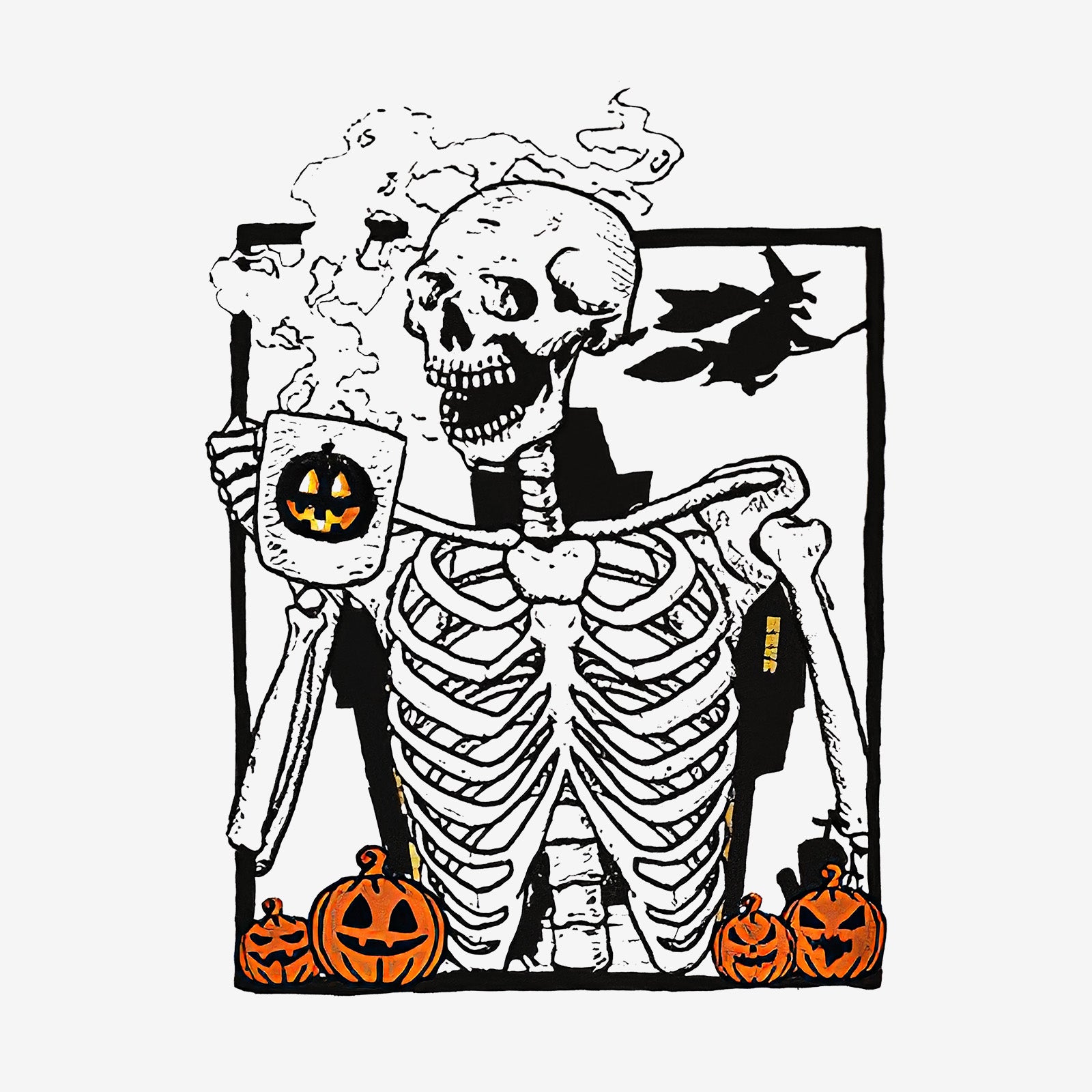 Minnieskull Halloween Pumpkin Skull Print Sweatshirt - chicyea