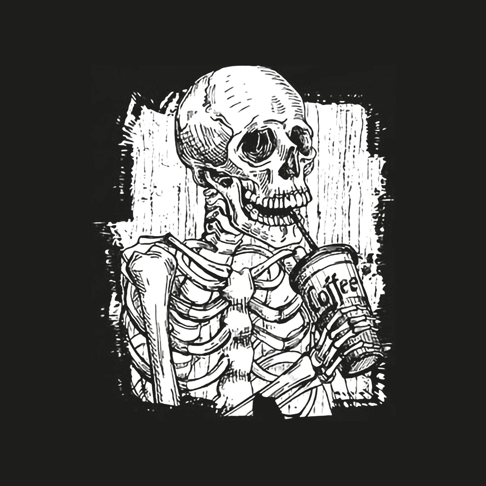 Minnieskull Impressionist Coffee Skull Print Sweatshirt - chicyea
