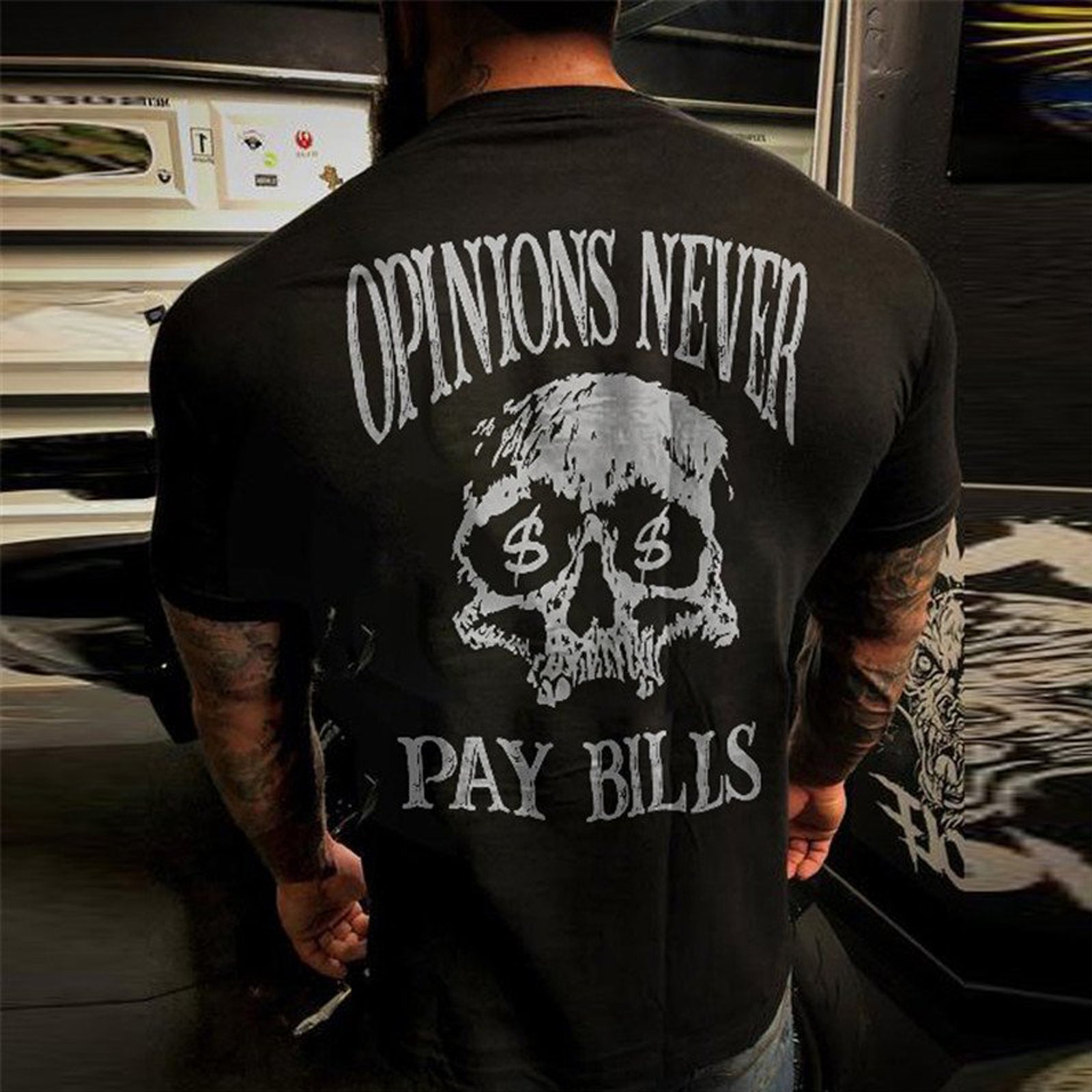 Livereid Crewneck Pay Bills Skull Printed Designer T-Shirt - chicyea