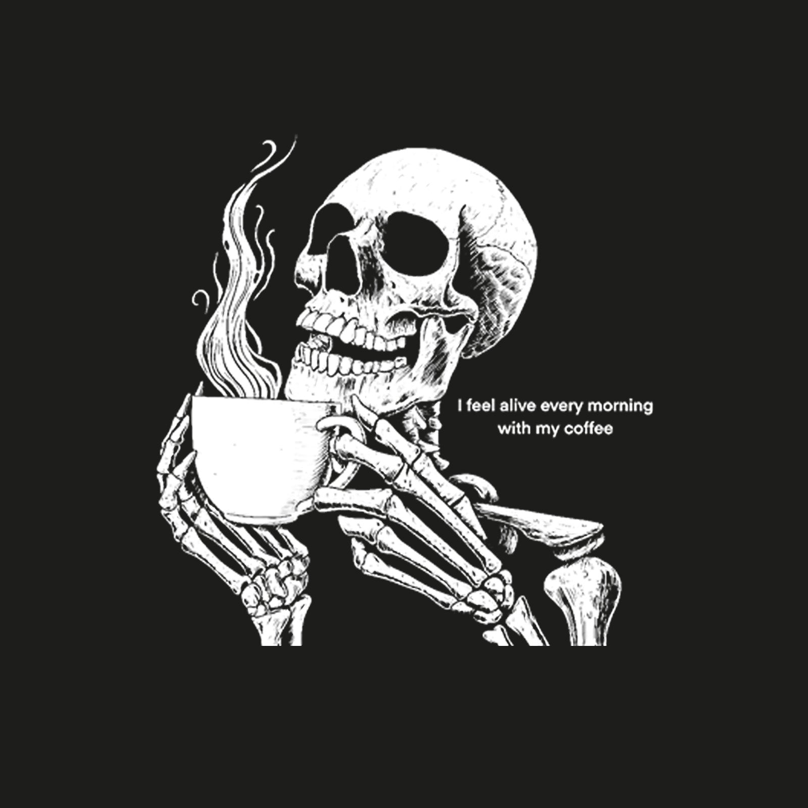 Minnieskull Cool Skull Drink Coffee Printed Fashion T-Shirt - chicyea