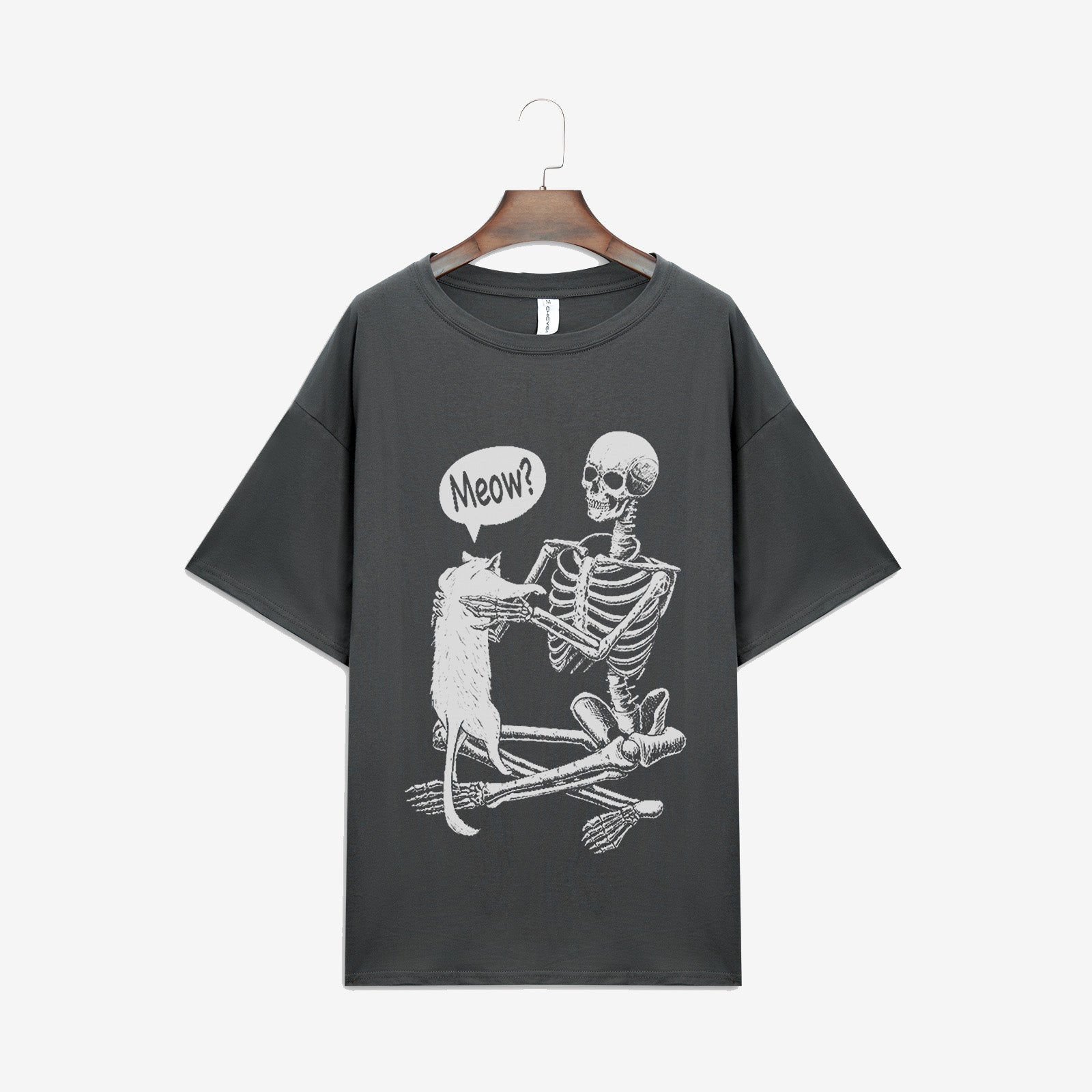 Minnieskull Cool Meow And Skull Printed Designer T-Shirt - chicyea
