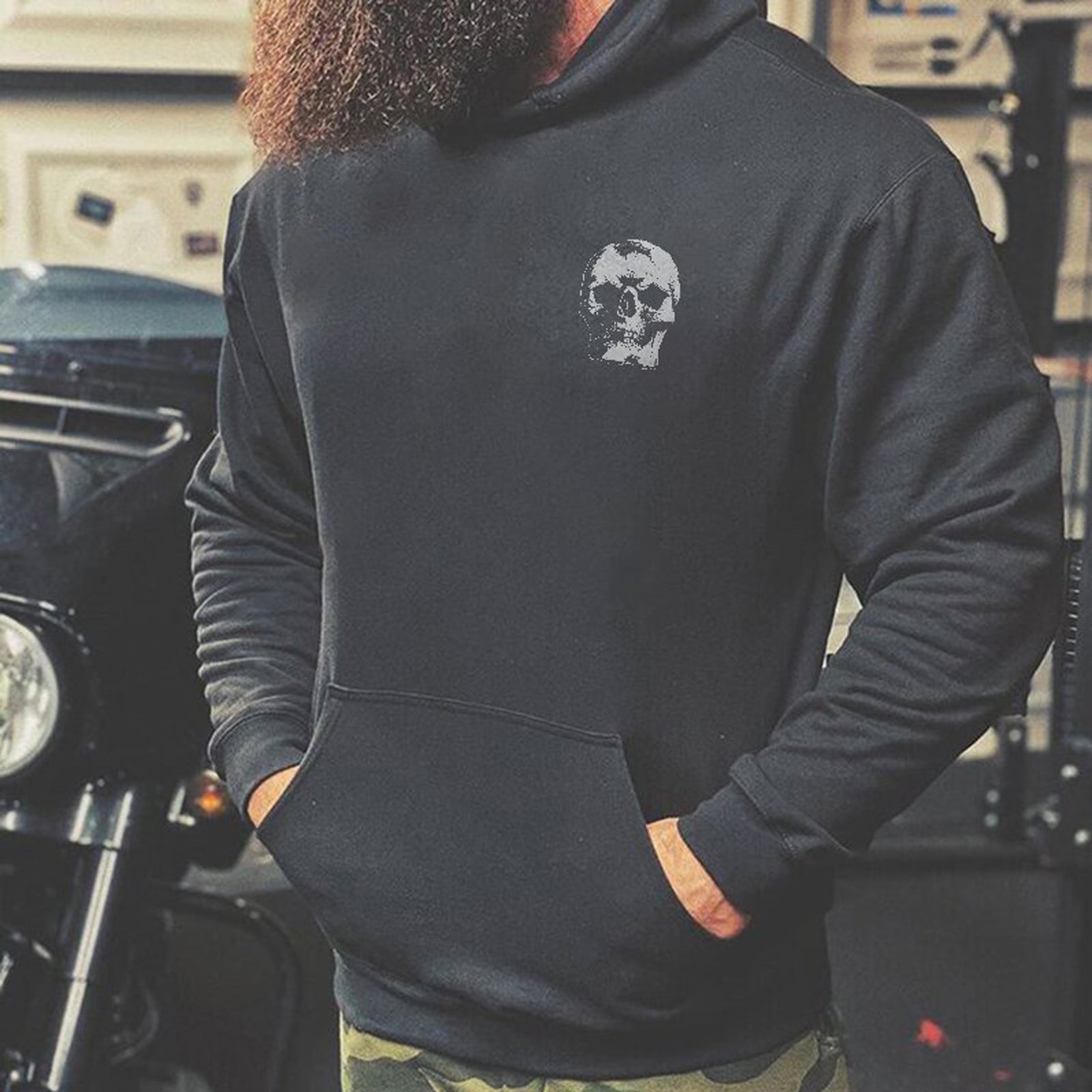 Livereid Black Die First Skull Printed Designer Hoodie - chicyea