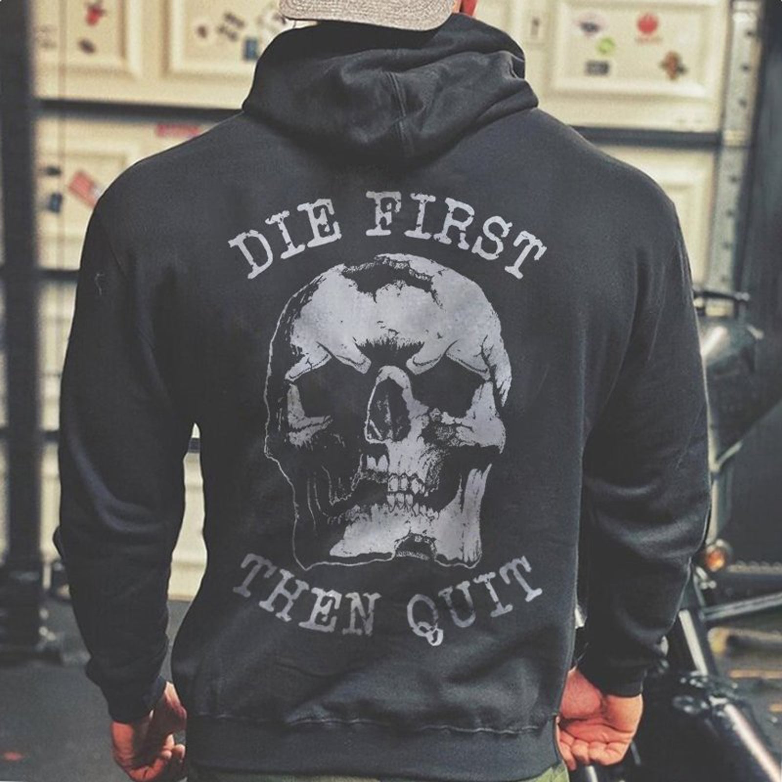 Livereid Black Die First Skull Printed Designer Hoodie - chicyea