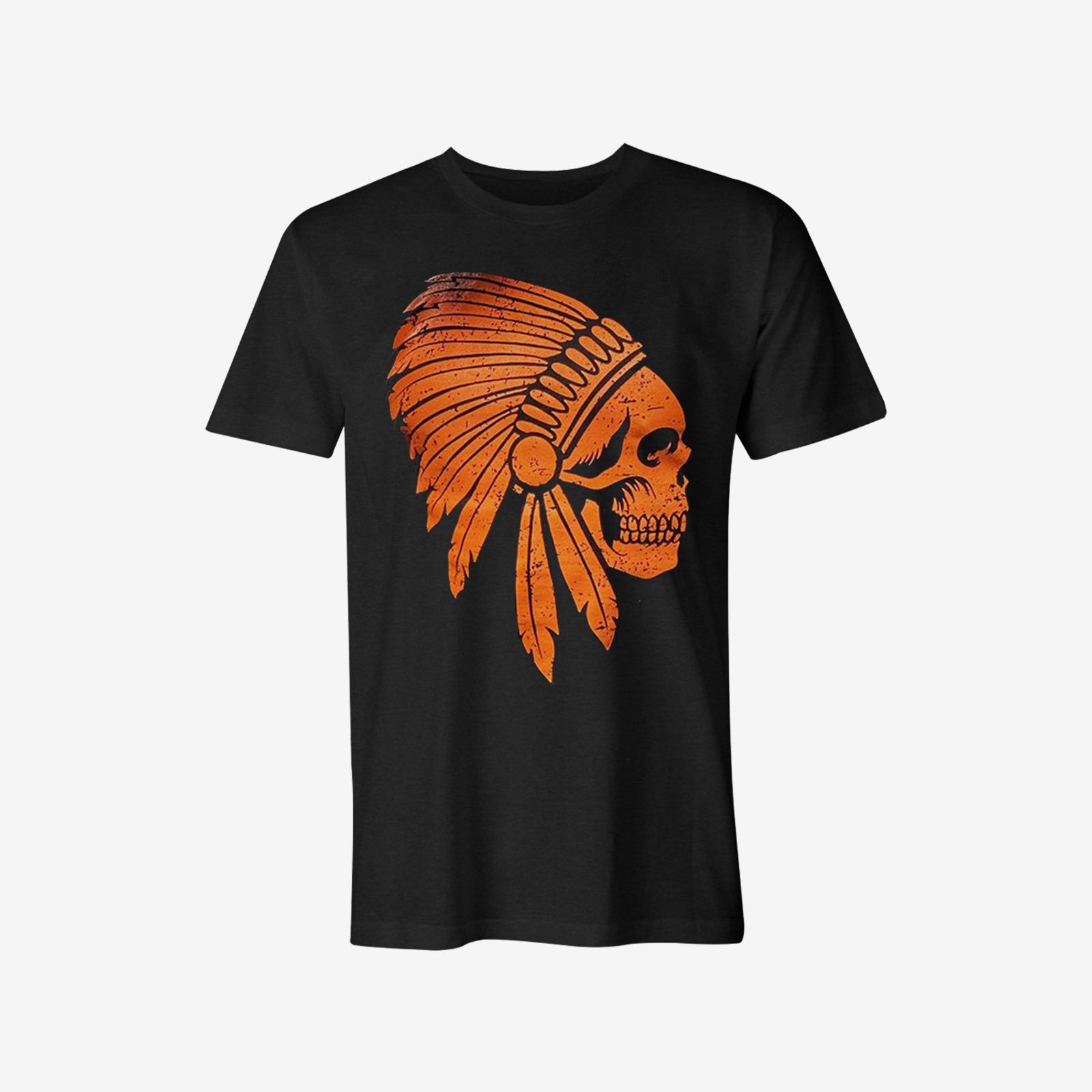 Livereid Black Tribal Skull Print Short Sleeve T-Shirt - chicyea