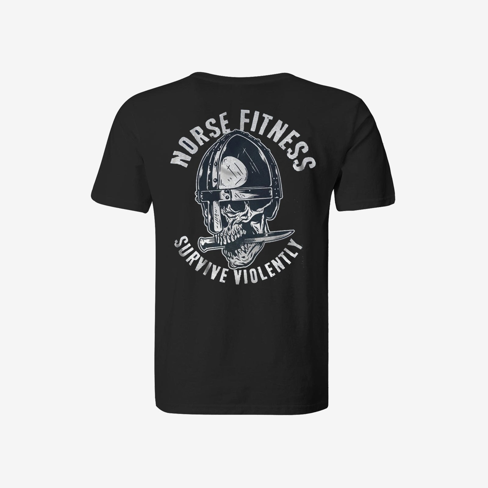 Livereid Cool Norse Fitness Survive Violently Skull T-Shirt - chicyea