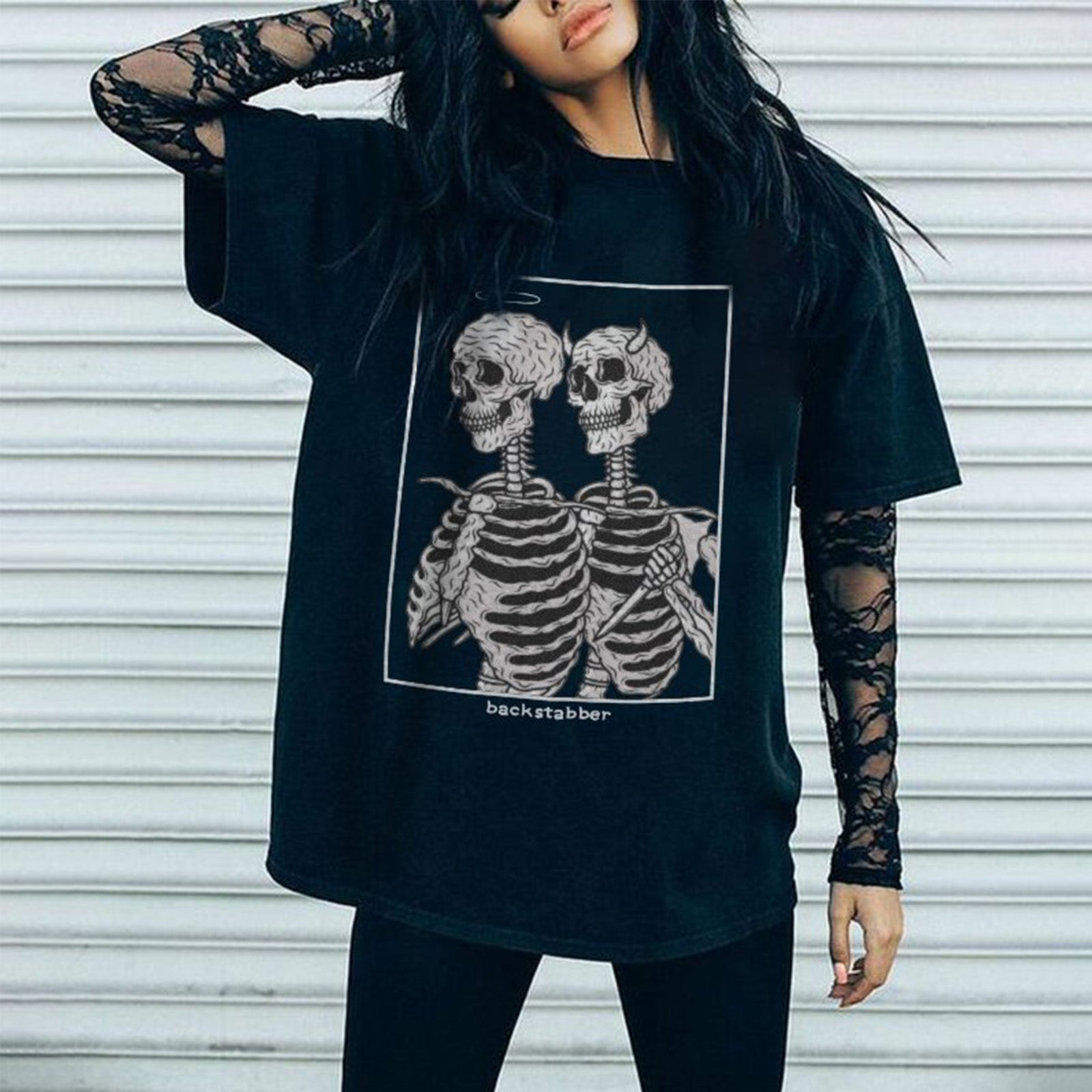 Minnieskull Skulls Printed Black Classic Designer T-Shirt - chicyea