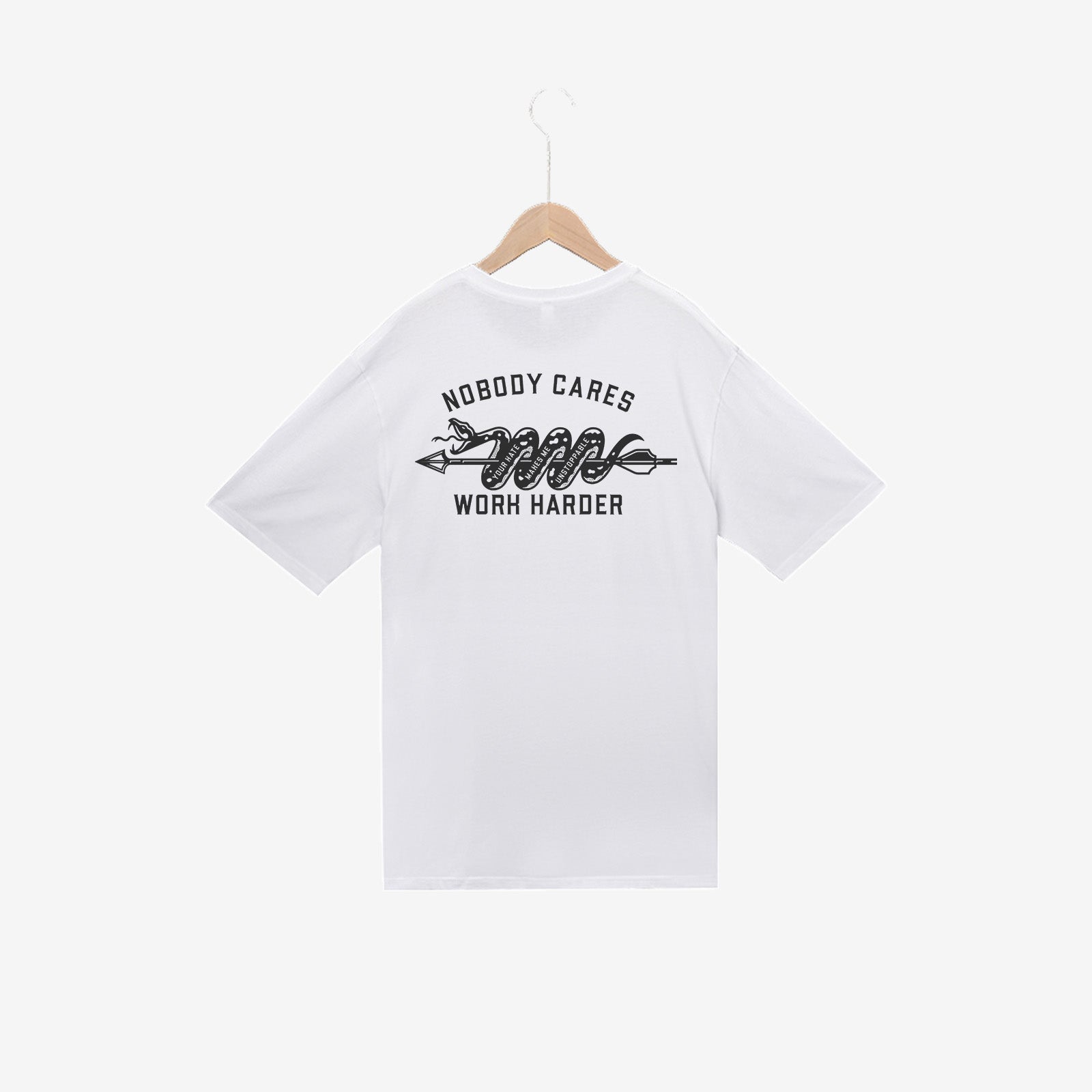 Uprandy White Nobody Cares Snake Print T-Shirt - chicyea