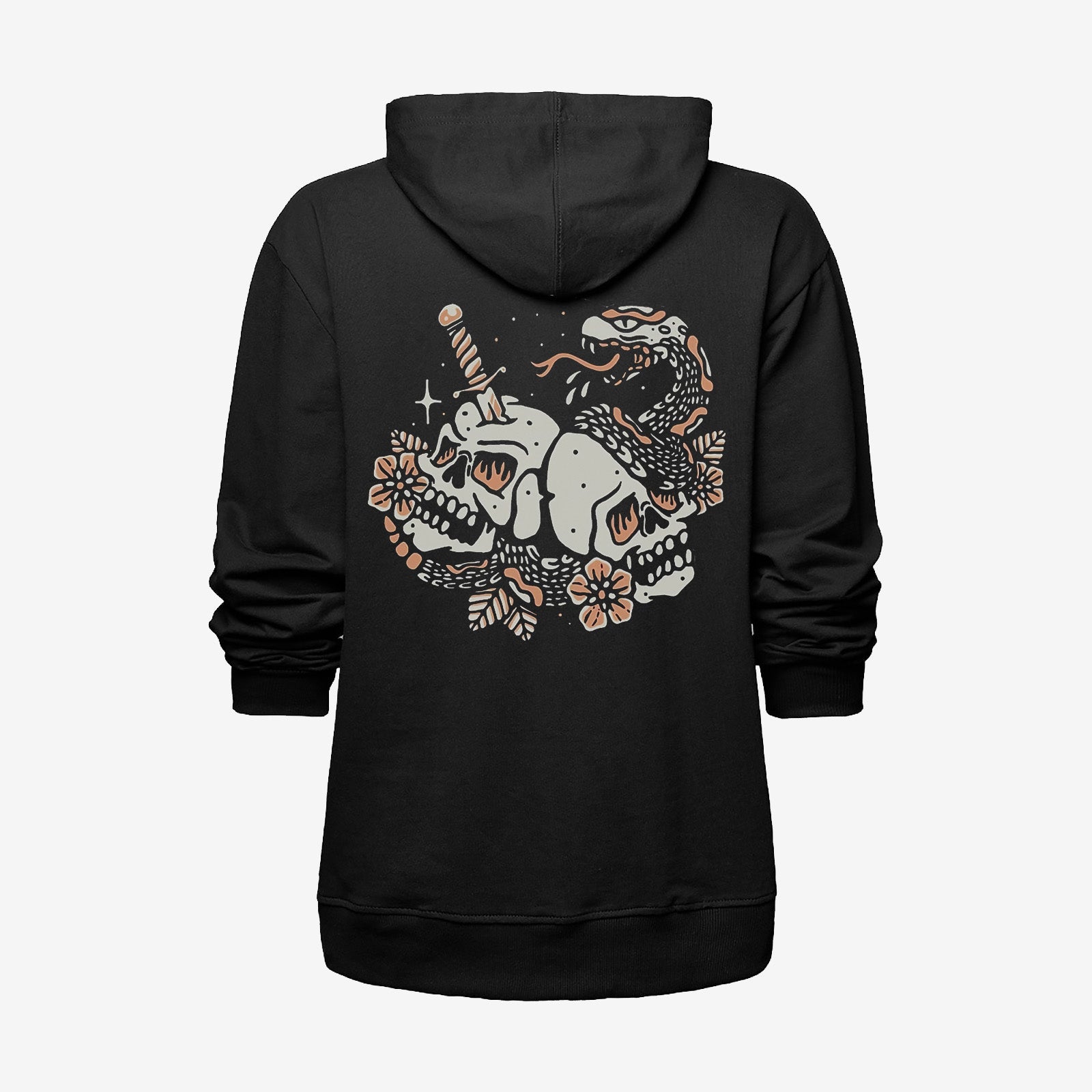 Uprandy Skulls & Snake Devil Printed Hoodie - chicyea