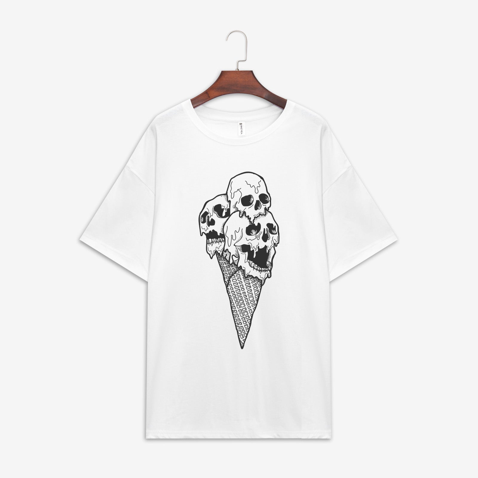 Minnieskull Cool Ice Cream Skulls Printed Plus T-Shirt - chicyea