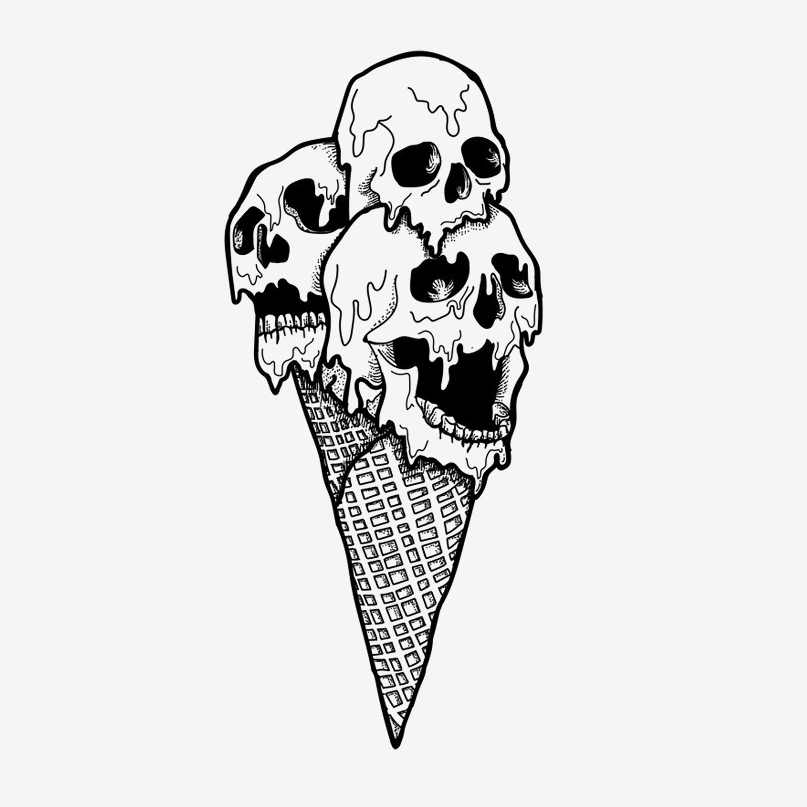 Minnieskull Cool Ice Cream Skulls Printed Plus T-Shirt - chicyea