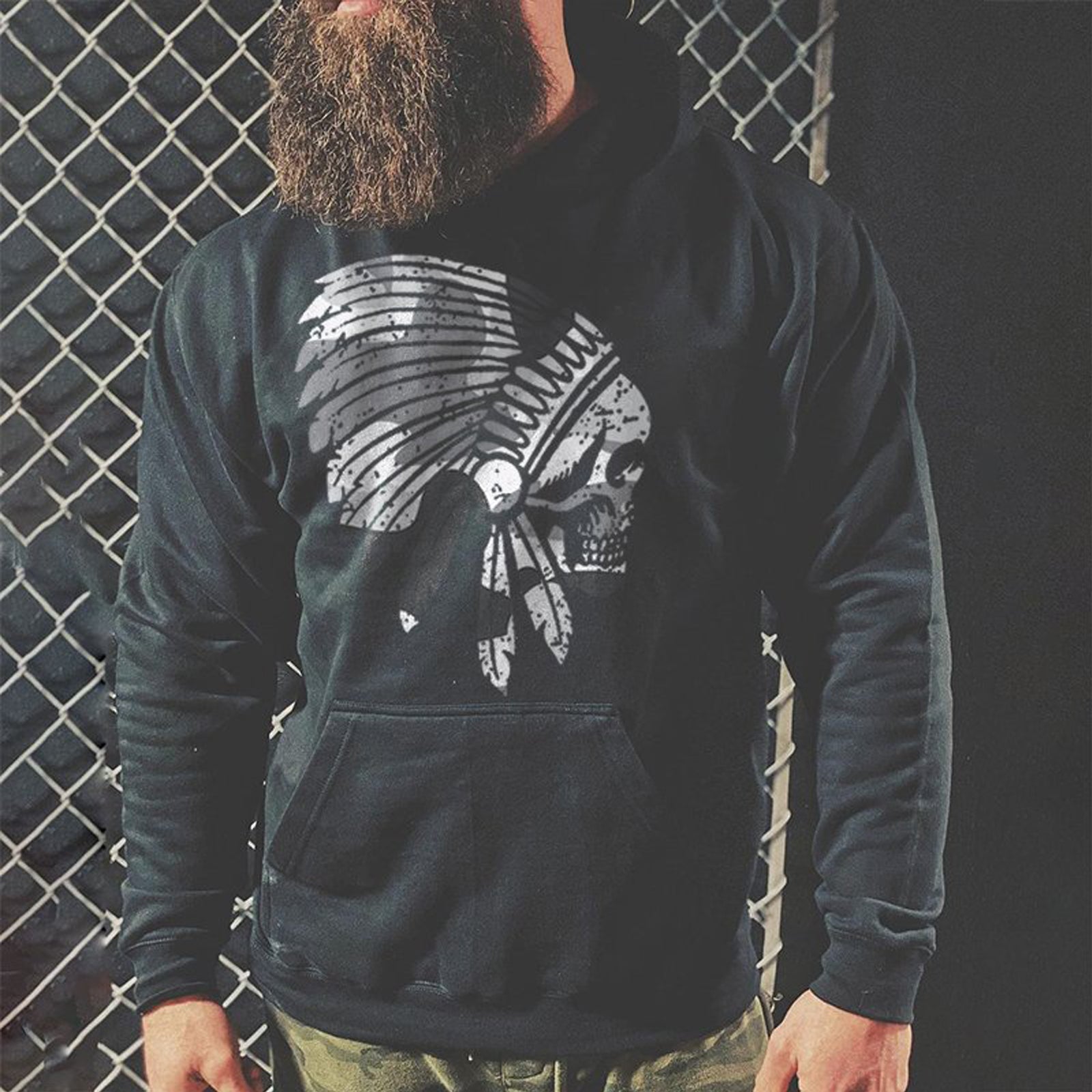 Livereid Designer Tribal Skull Print Hoodie - chicyea