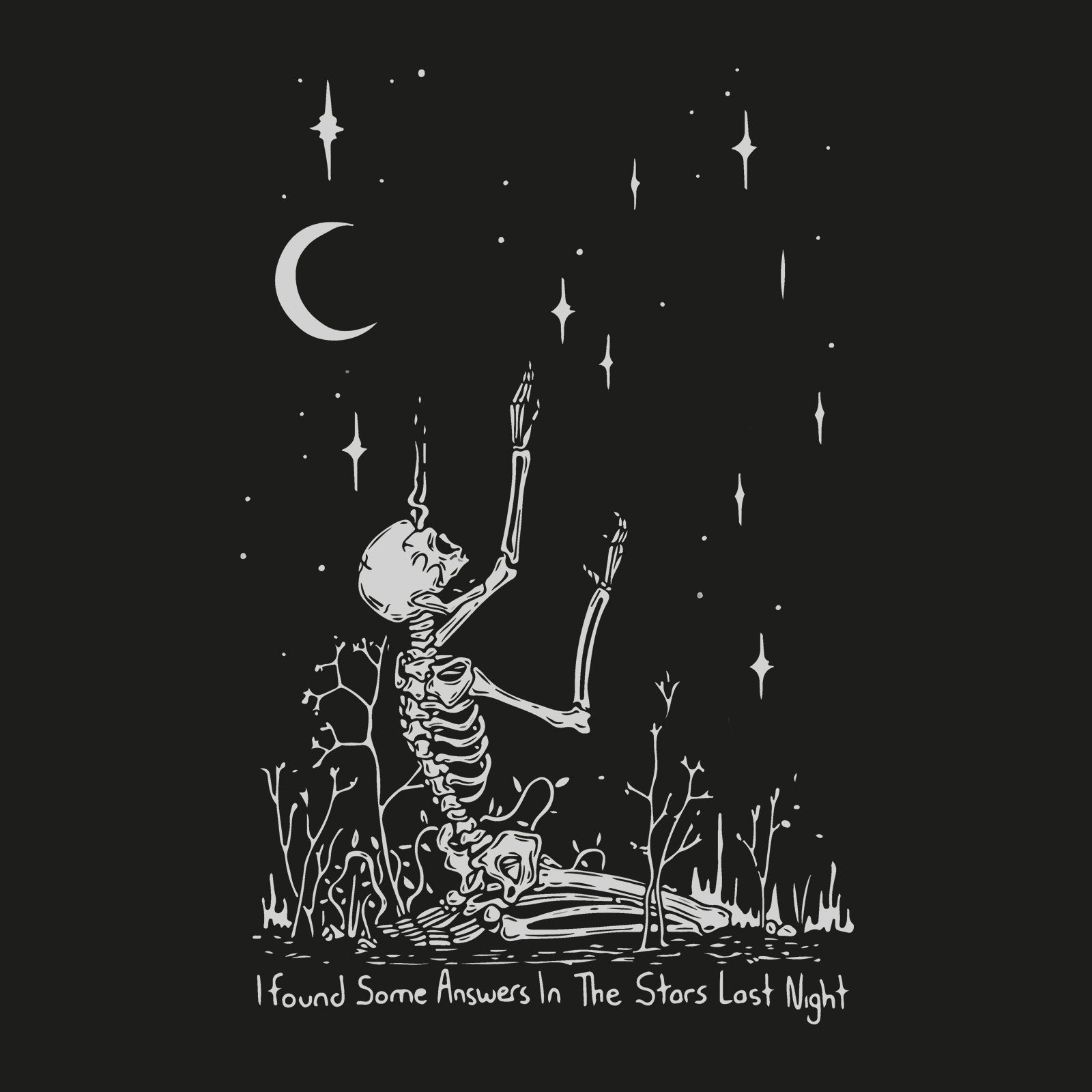 Minnieskull Skull Moon Letter Printing Casual T-Shirt - chicyea