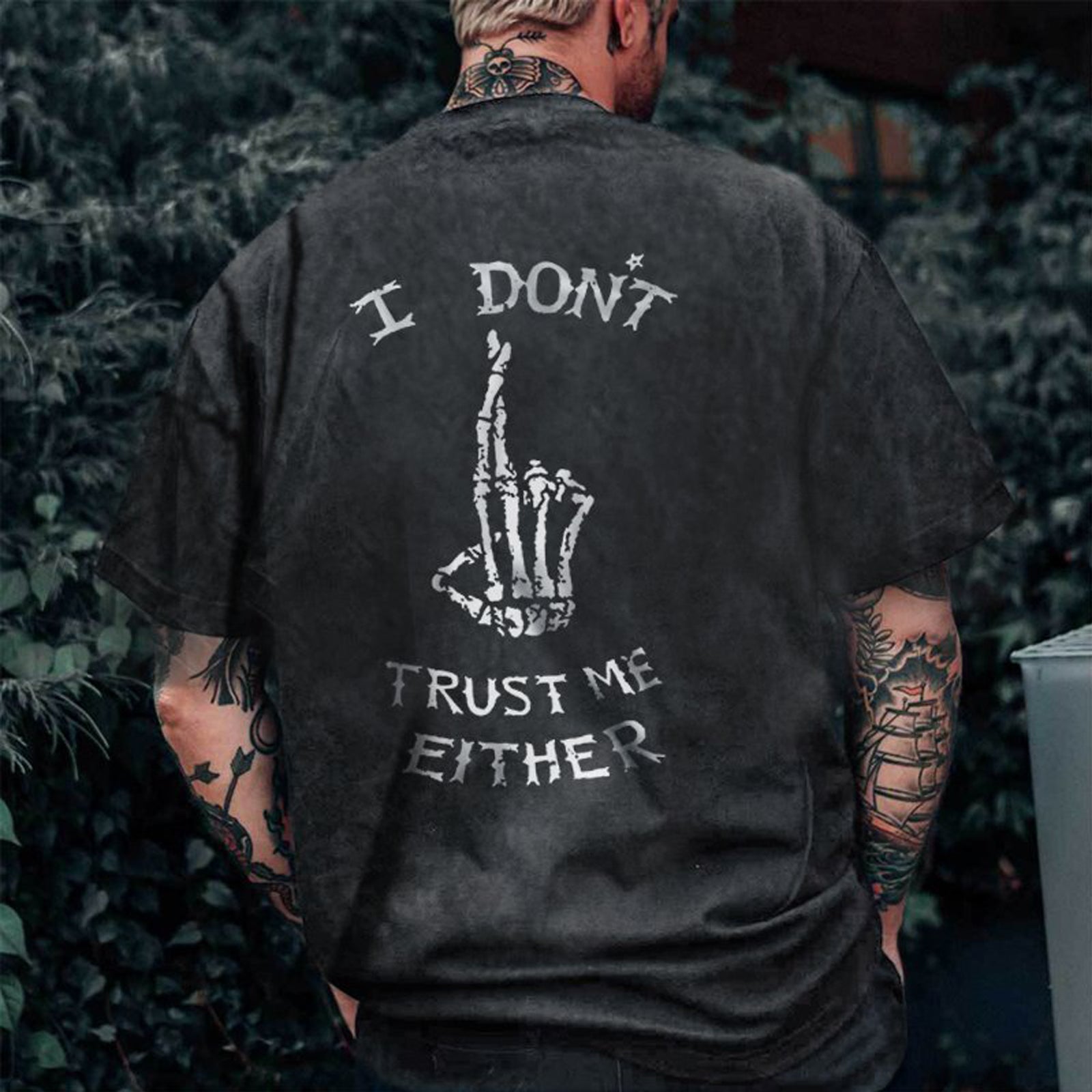 Uprandy I Don'T Trust Me Either Printed Short Sleeve T-Shirt - chicyea