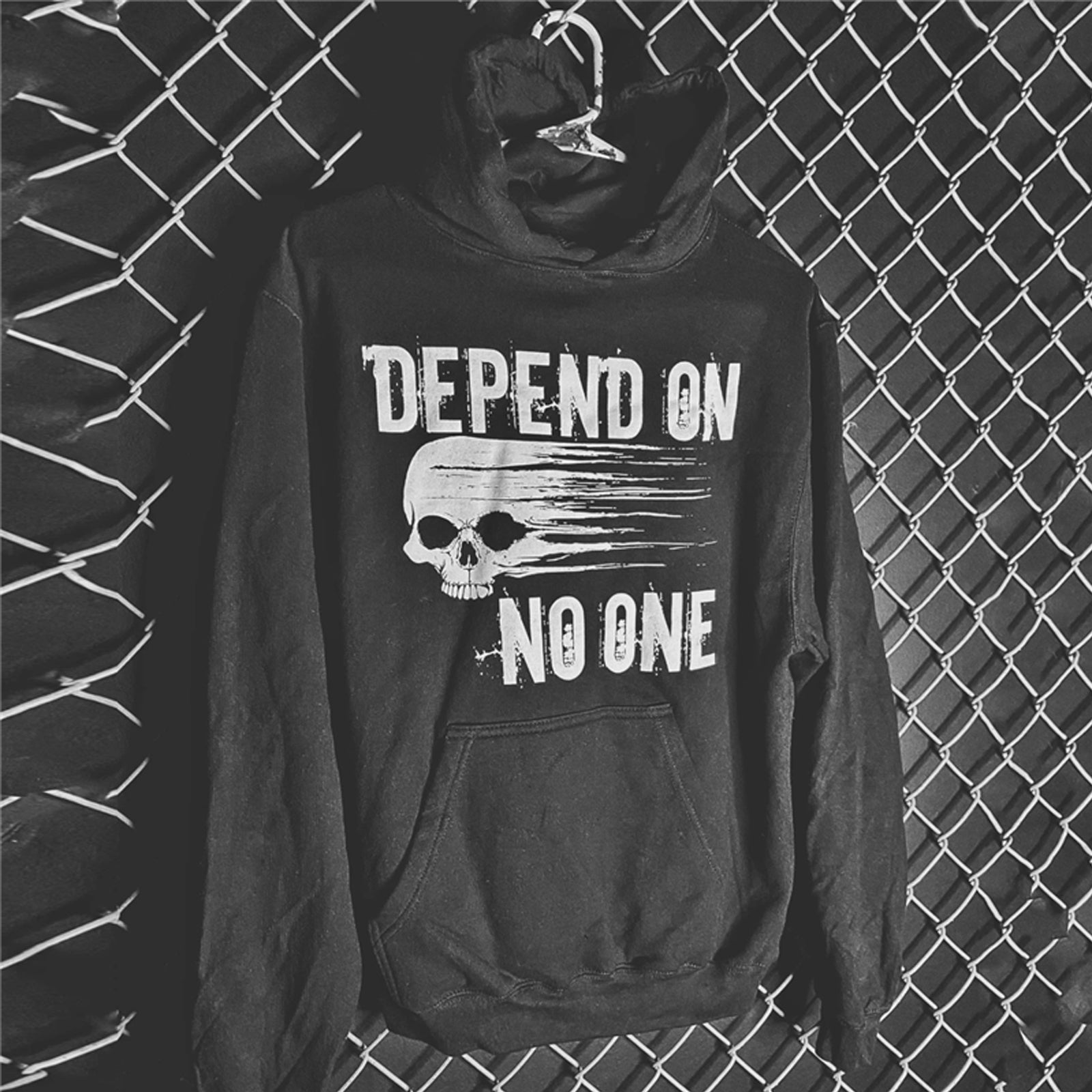 Livereid No One Depend On Skull Printed Designer Hoodie - chicyea
