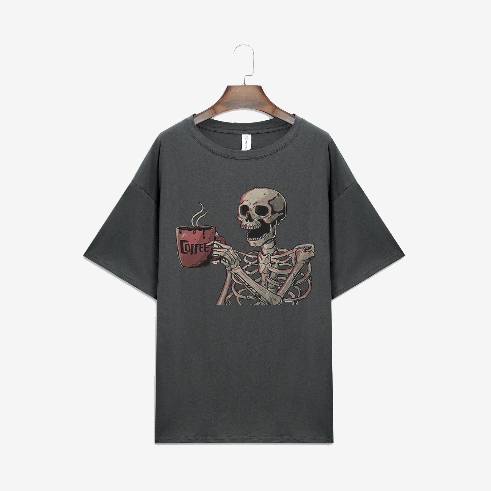 Minnieskull Casual Skull Coffee Print T-Shirt - chicyea