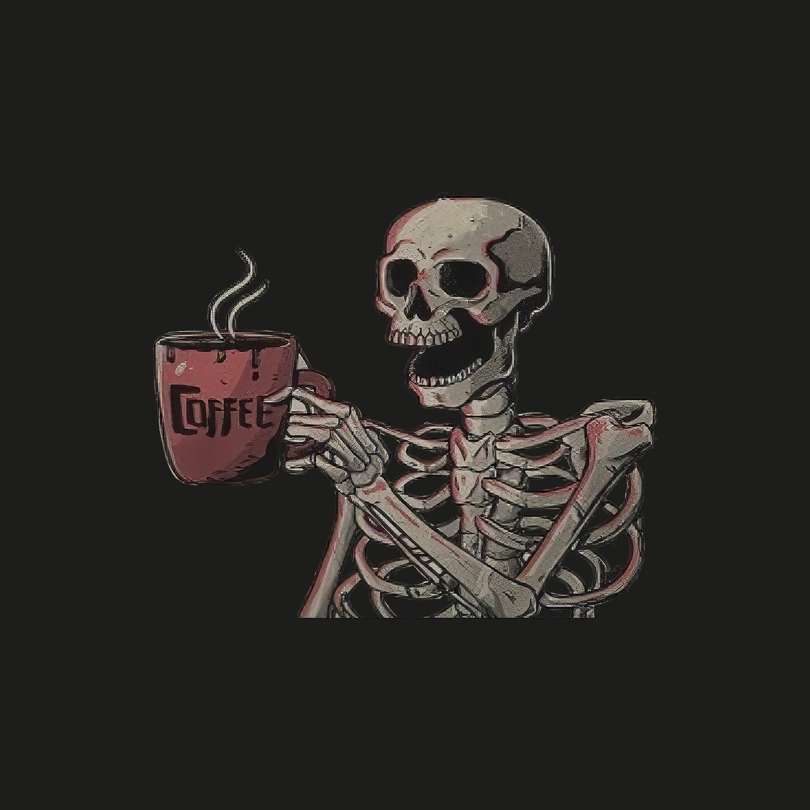 Minnieskull Casual Skull Coffee Print T-Shirt - chicyea