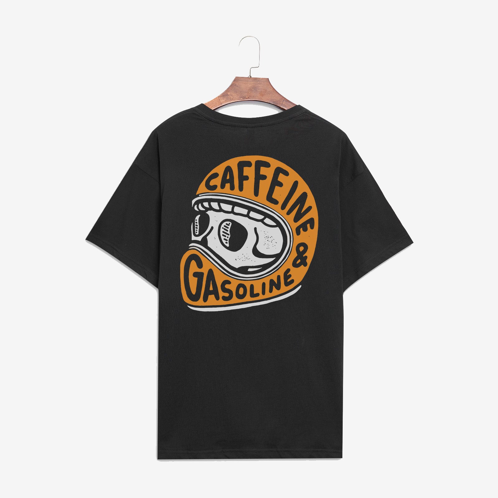 Minnieskull Cool Caffeine Gasoline Skull Print T-Shirt - chicyea