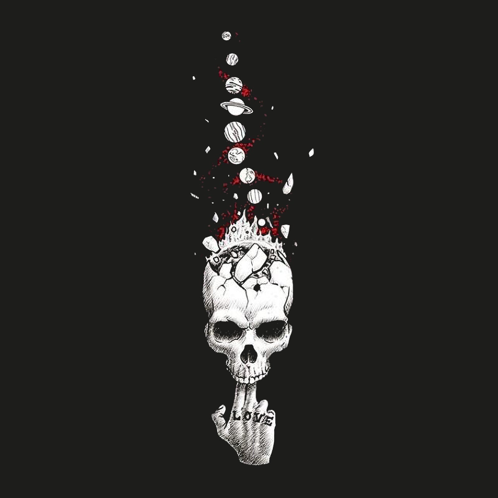 Minnieskull Cool Skull Planet Print Plus T-Shirt - chicyea