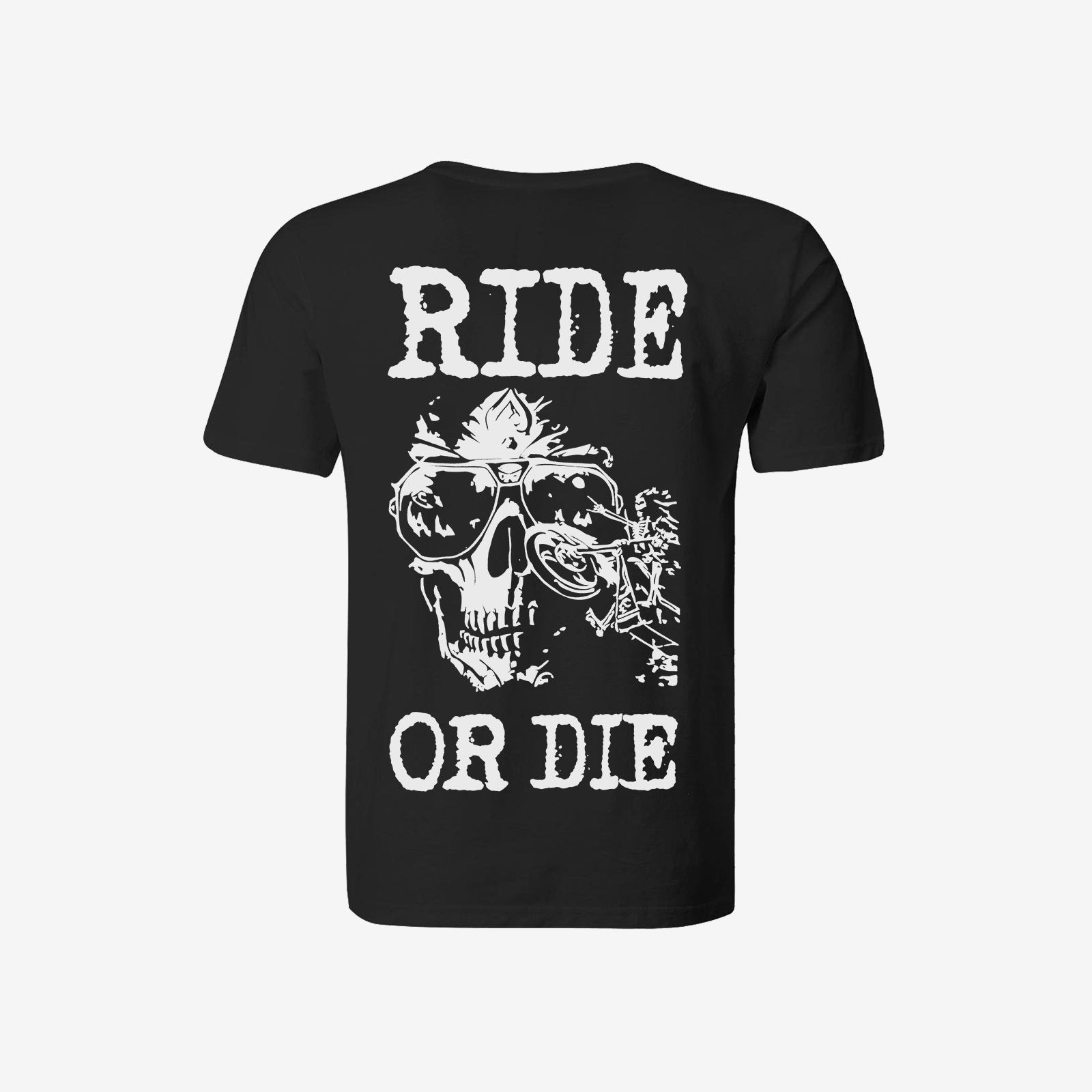 Livereid Black Ride Or Die Cycling Skull T-Shirt - chicyea