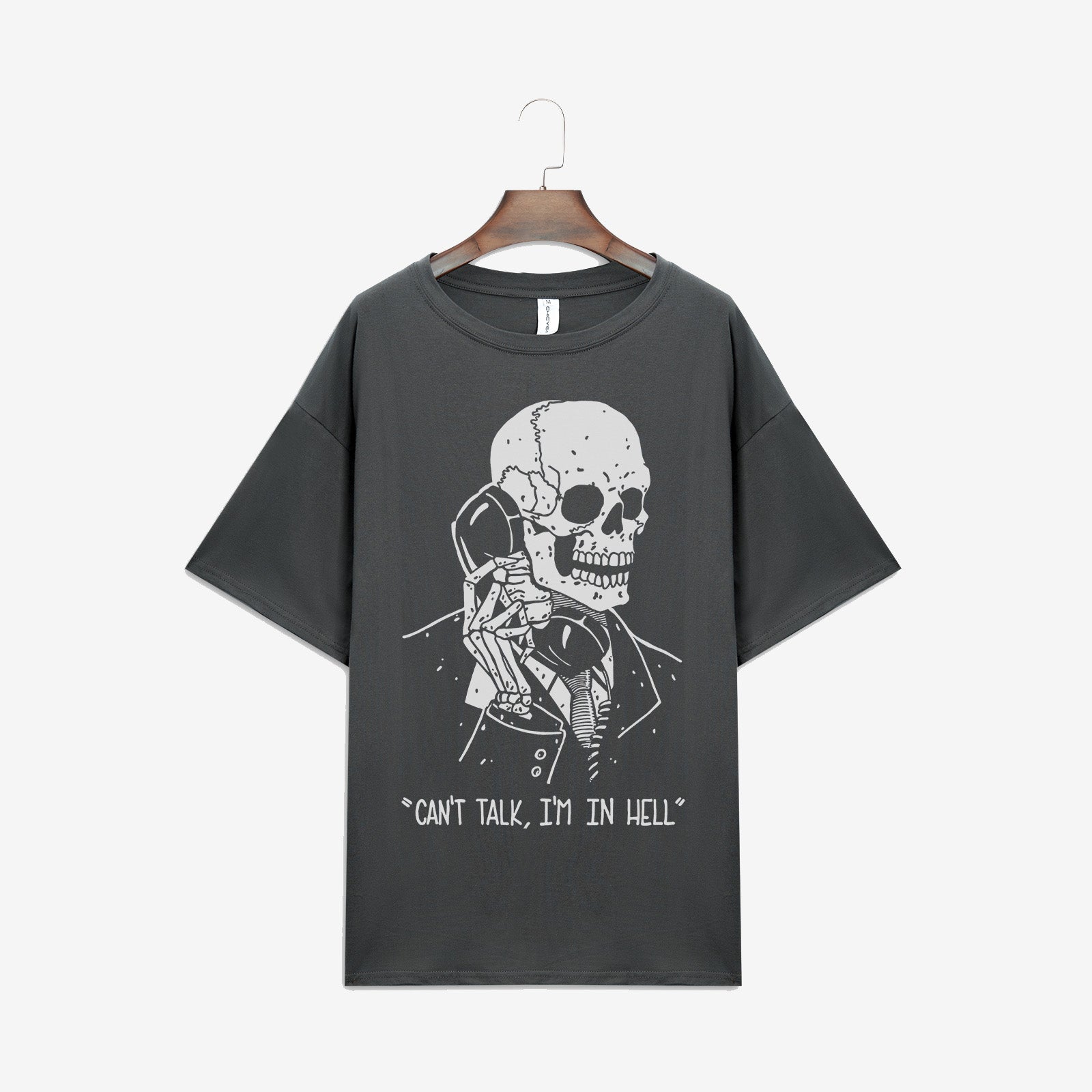 Minnieskull ''Can'T Talk,I'M In Hell'' Skull Print T-Shirt - chicyea