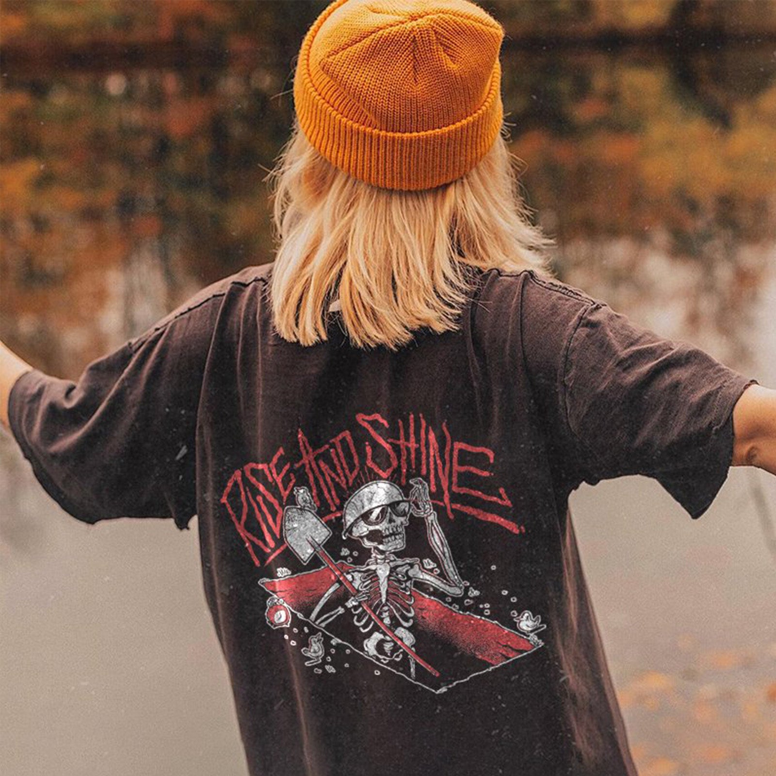 Minnieskull Rise And Shine Skull Print T-Shirt - chicyea