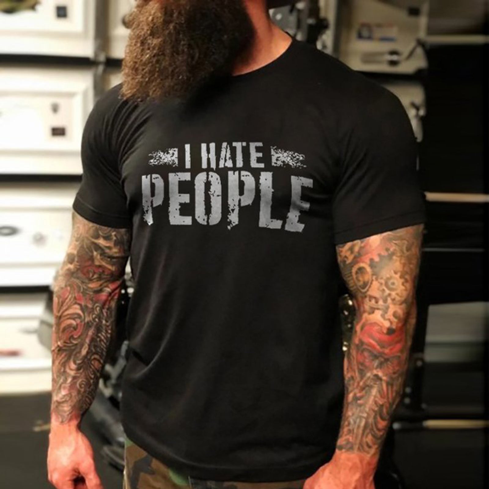 Livereid Crew Neck Slim I Hate People Print Designer T-Shirt - chicyea
