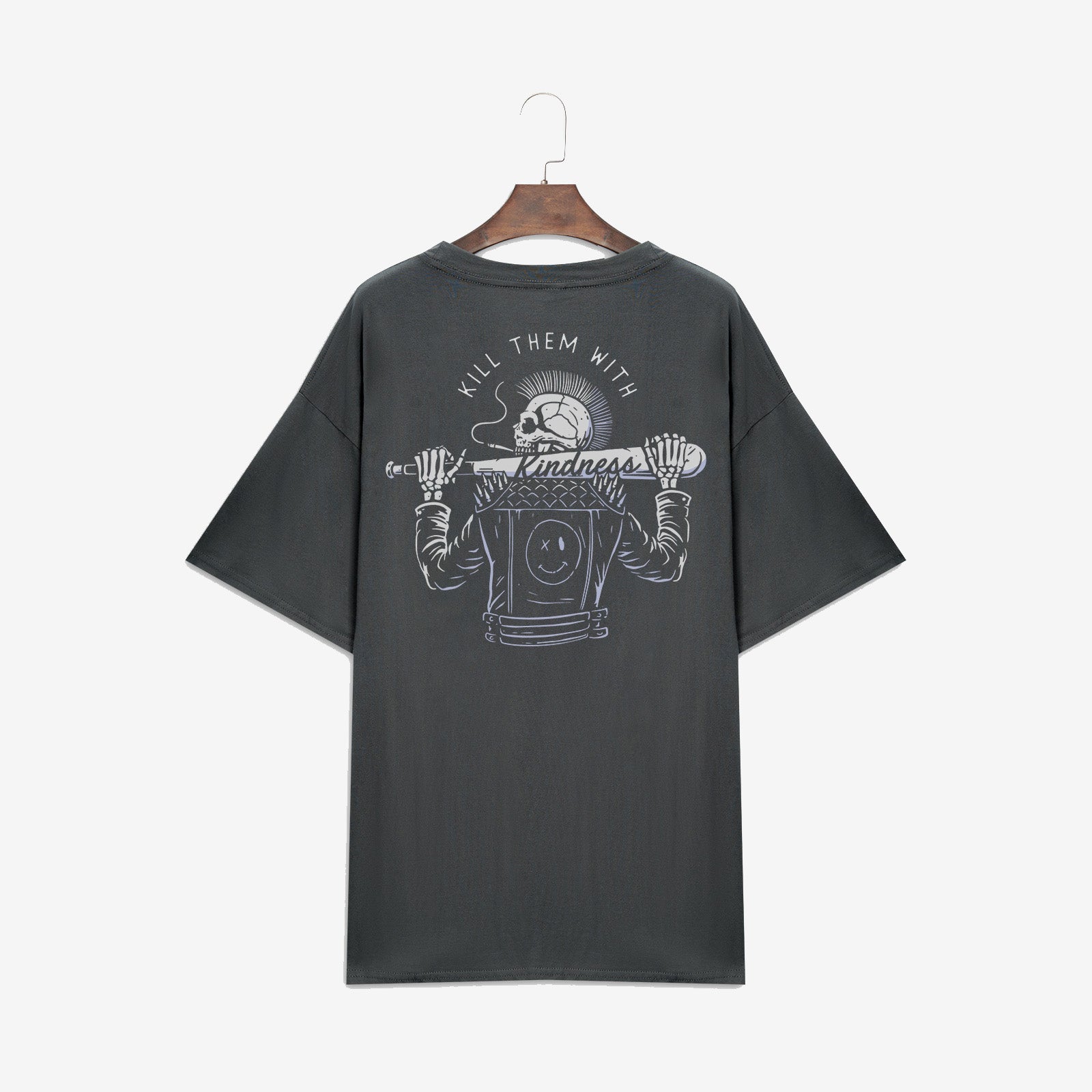 Minnieskull Baseball Bat Skull Print T-Shirt - chicyea