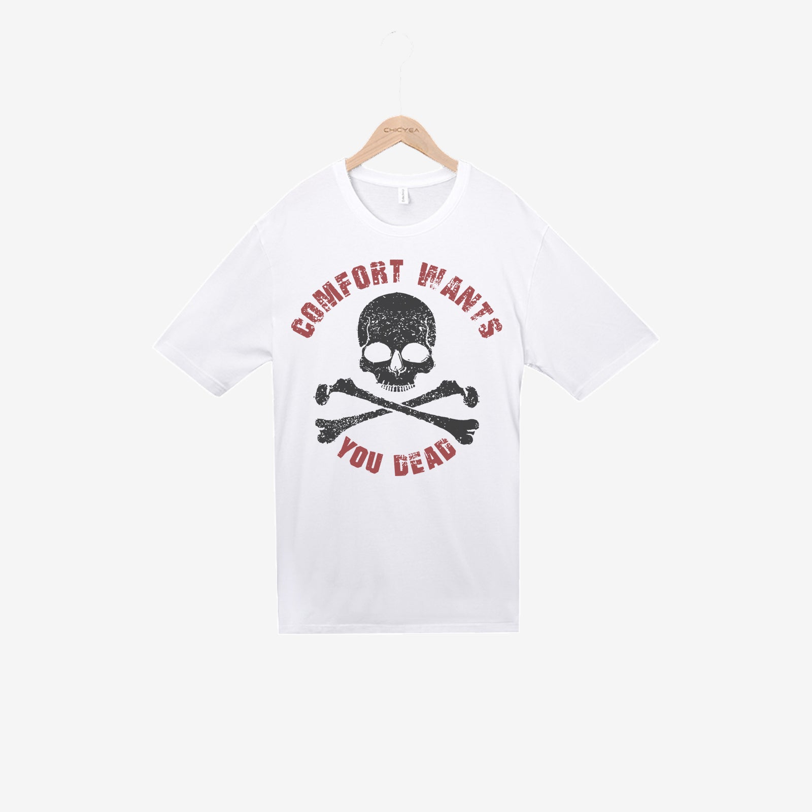 Livereid Comfort Wants You Dead Skull Letter T-Shirt - chicyea