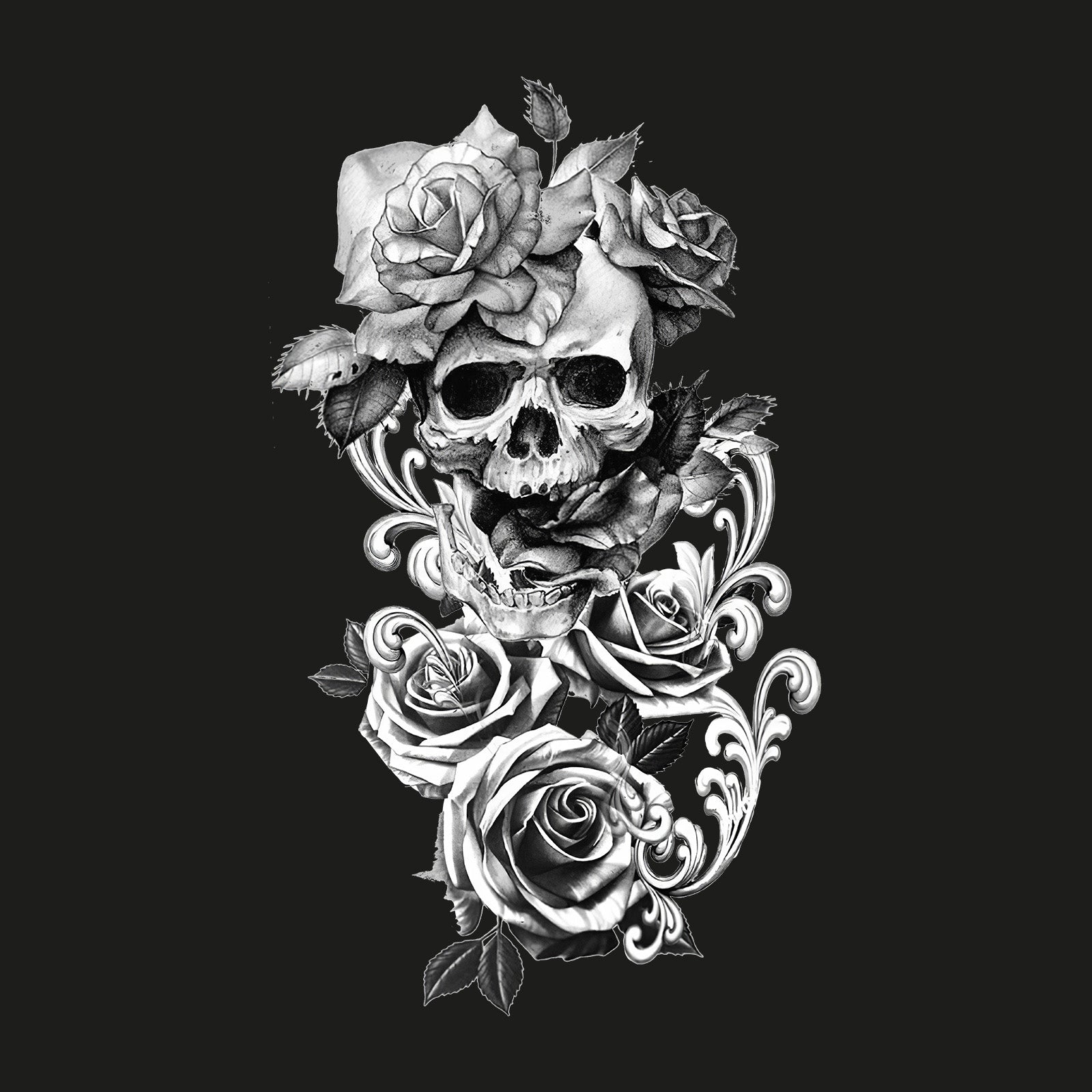 Minnieskull Vintage Rose Skull Print Graphic Hoodie - chicyea
