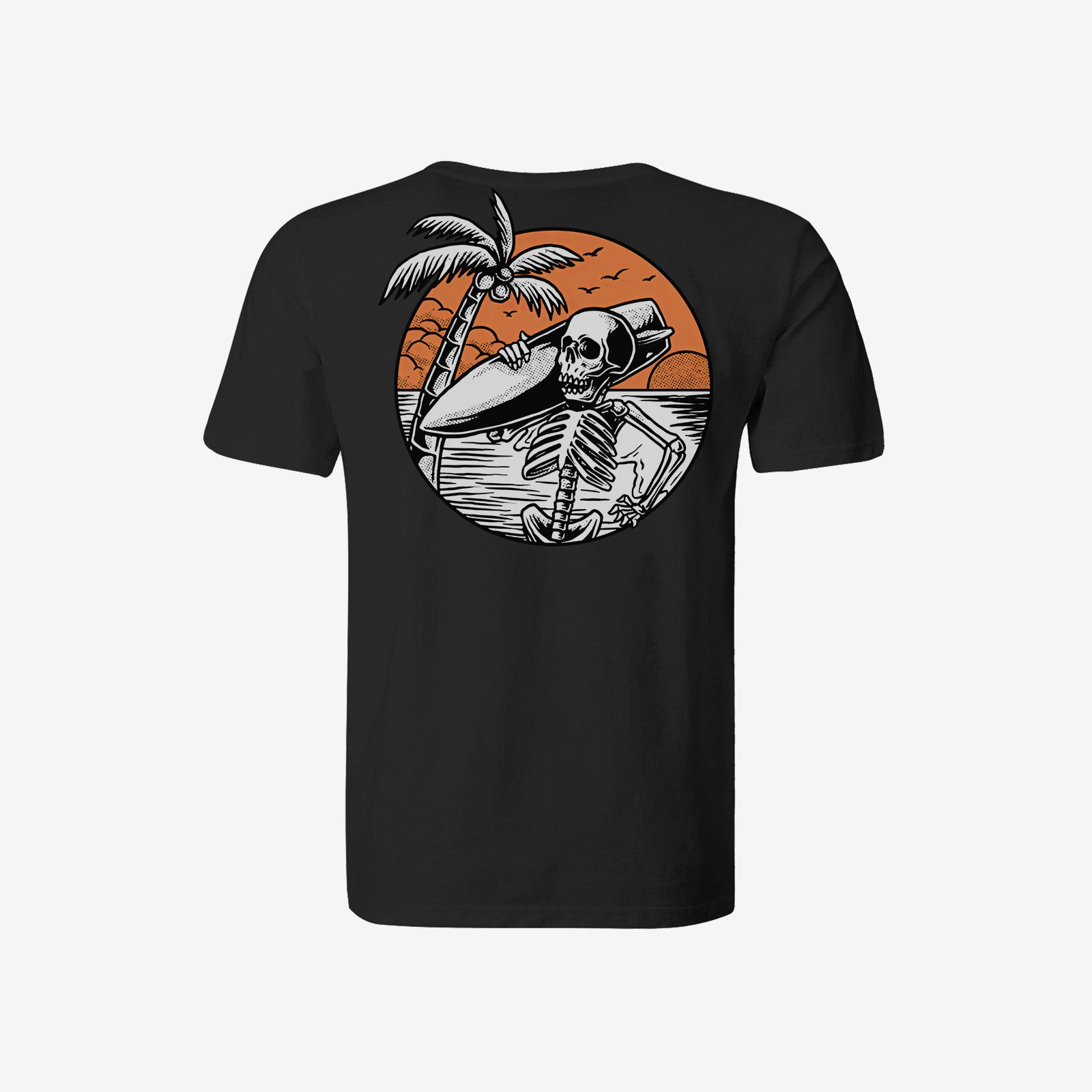 Uprandy Beach Surfing Skull Print Designer T-Shirt - chicyea