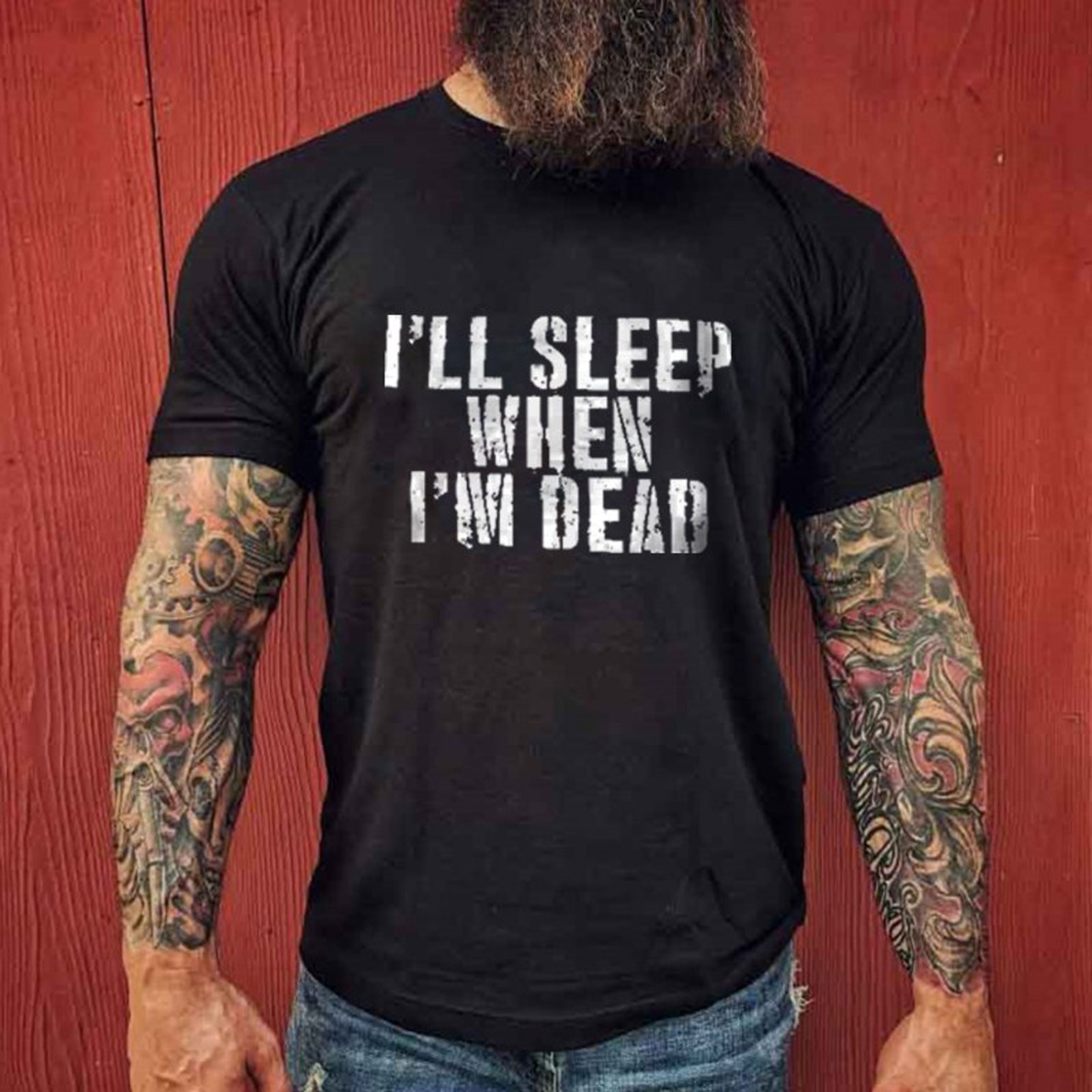 Livereid I'Ll Sleep When I'M Dead Print T-Shirt - chicyea