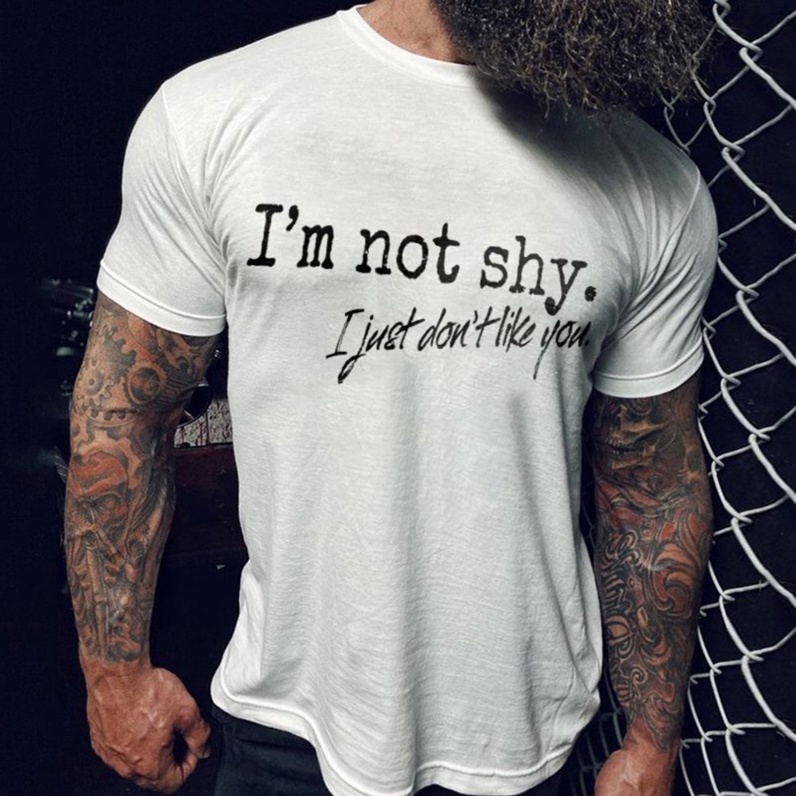 Livereid I'M Not Shy Print Fitness T-Shirt - chicyea